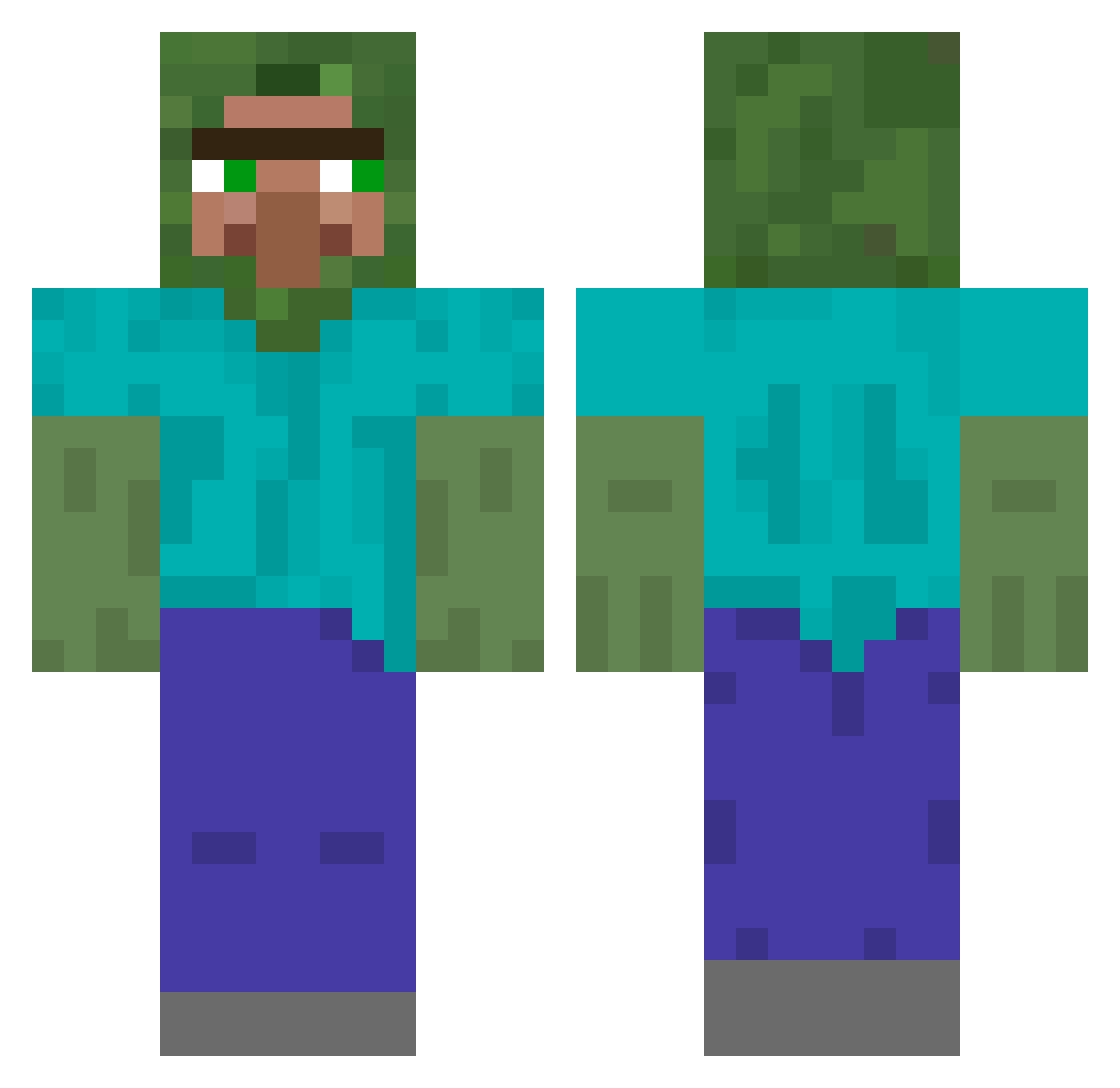 ZHENGYU1013 Minecraft skin, front and back view