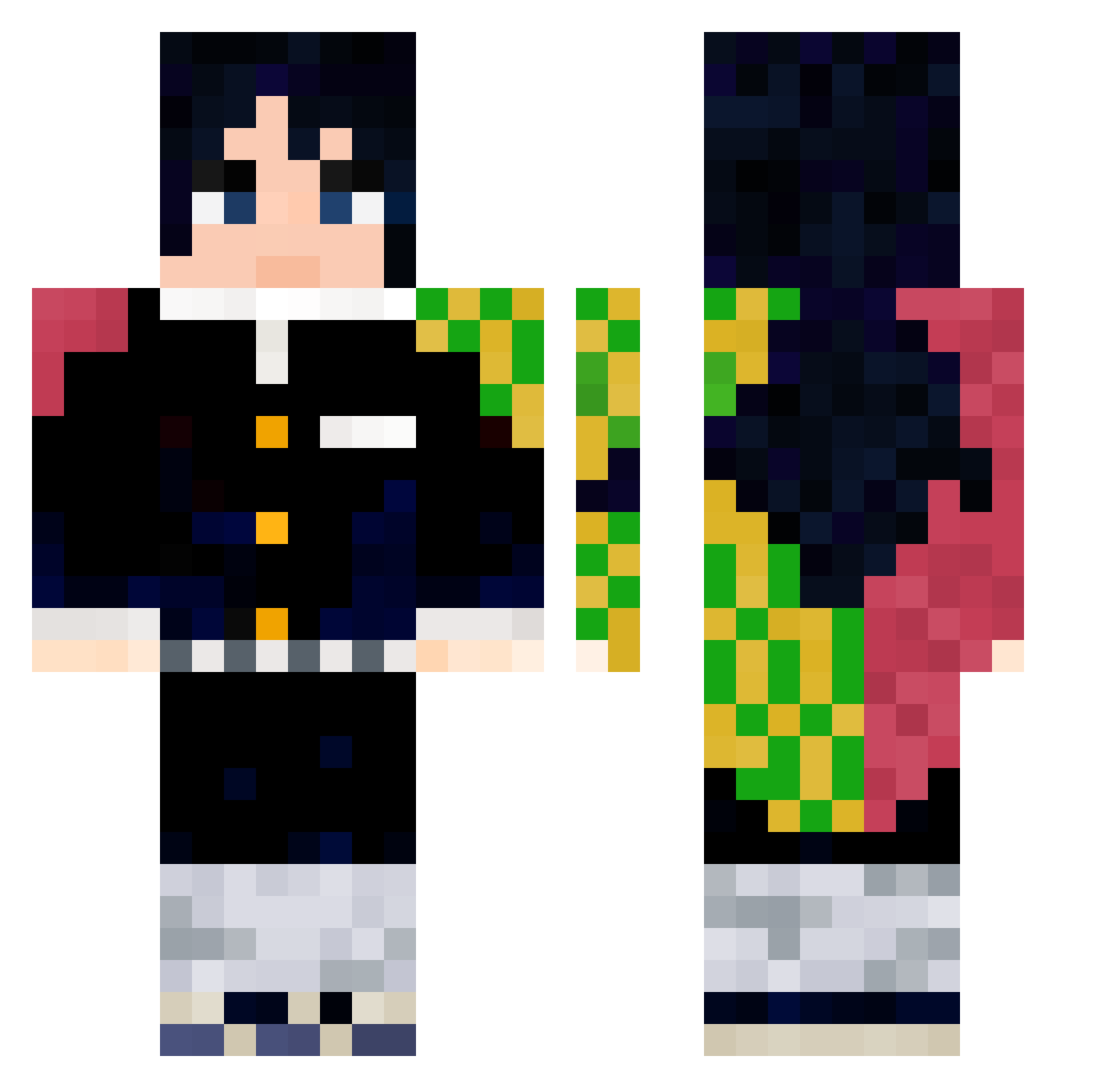 wiiny Minecraft skin, front and back view