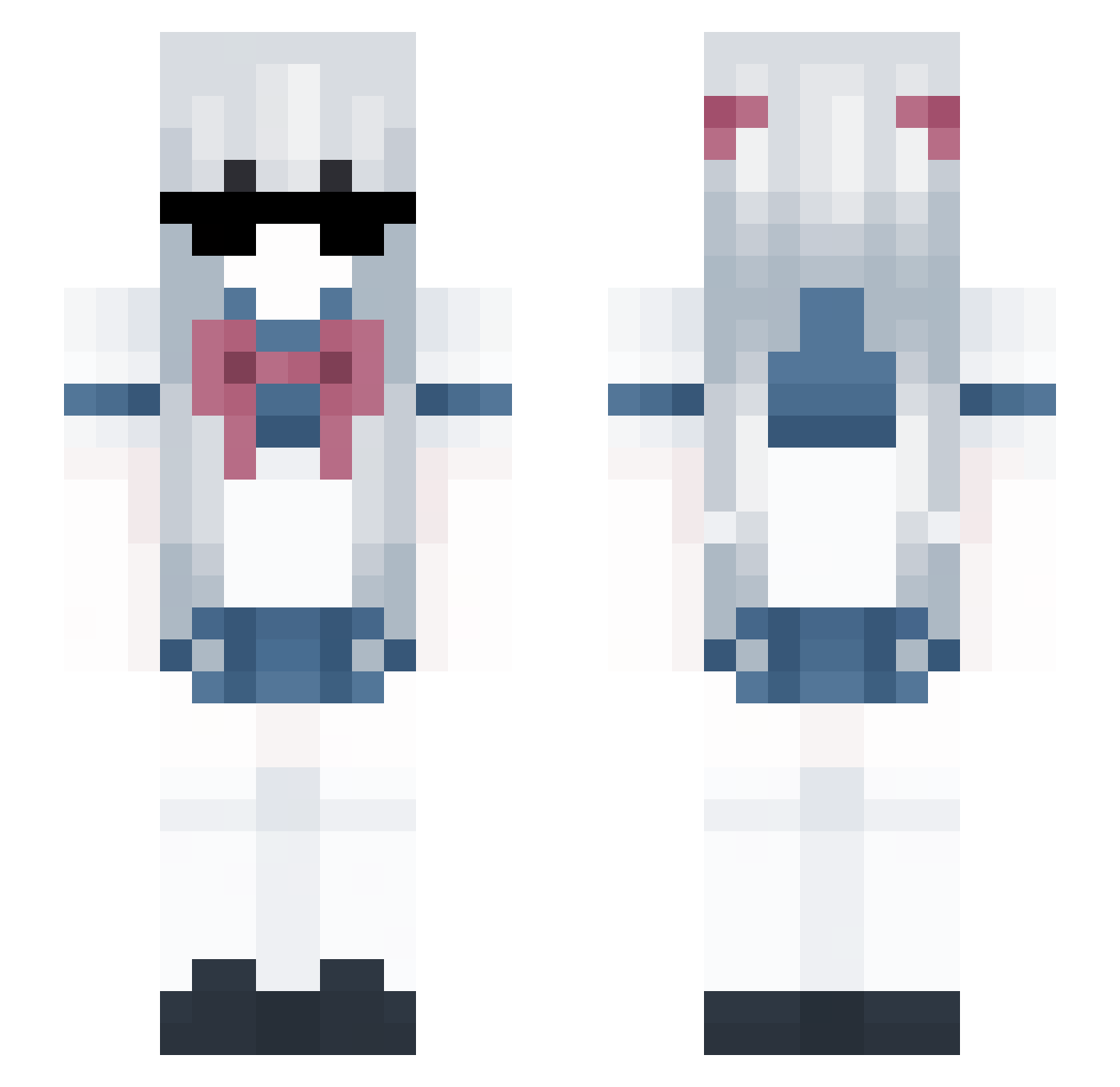 undehd Minecraft skin, front and back view