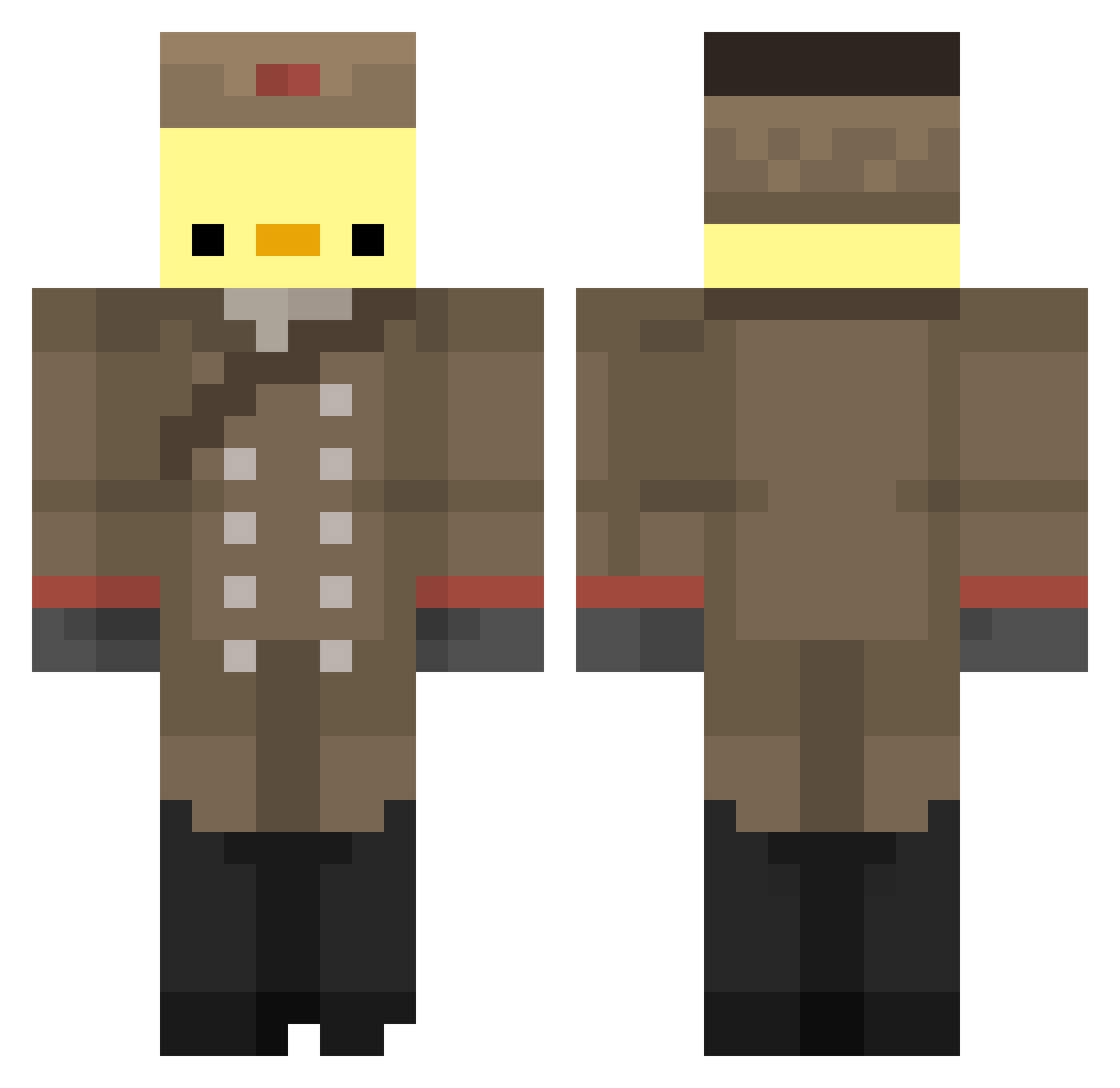 Smusher2 Minecraft skin, front and back view
