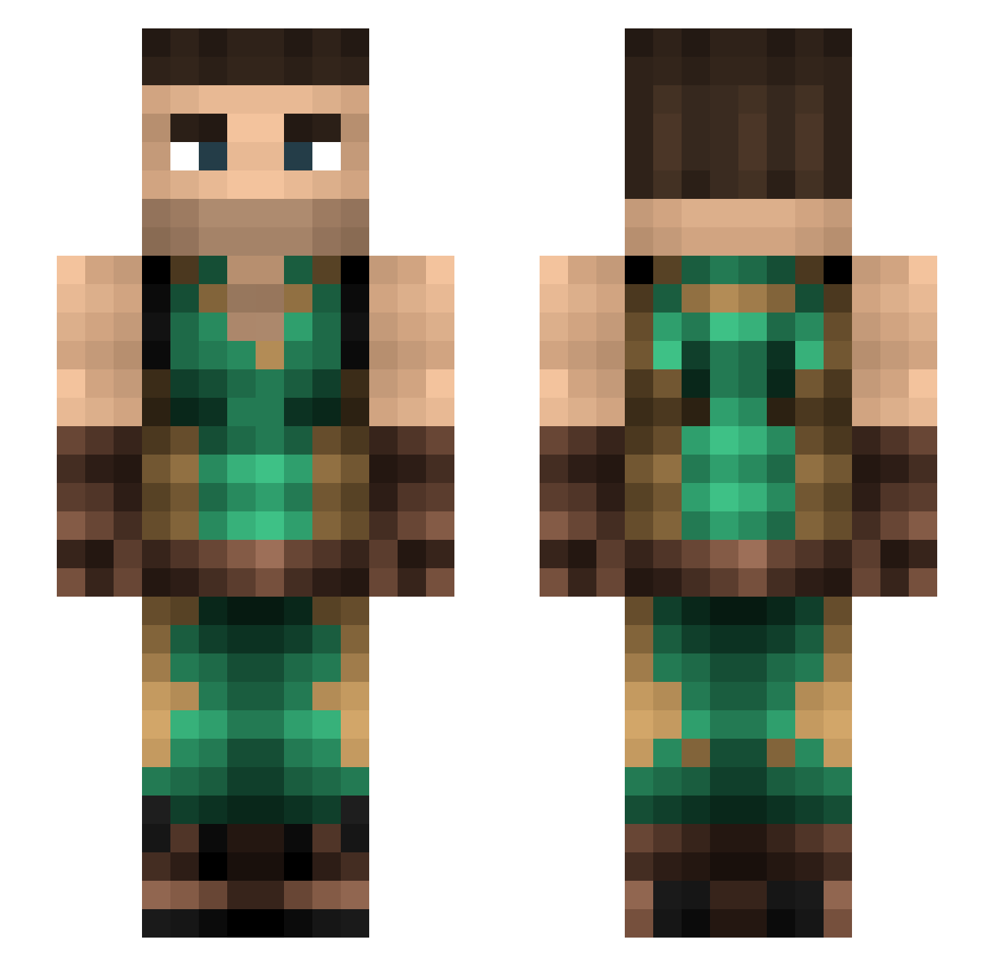 AcceptedWalnut Minecraft skin, front and back view