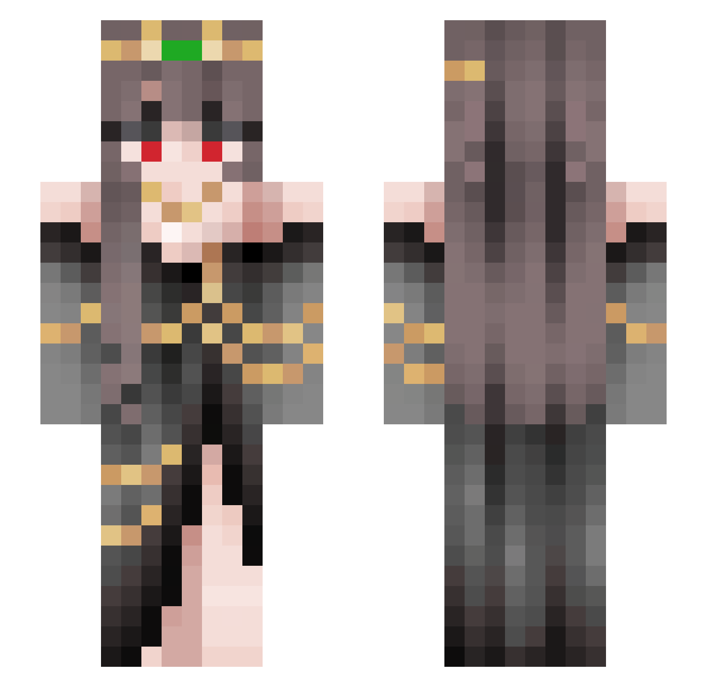 RizminaMarvin Minecraft skin, front and back view