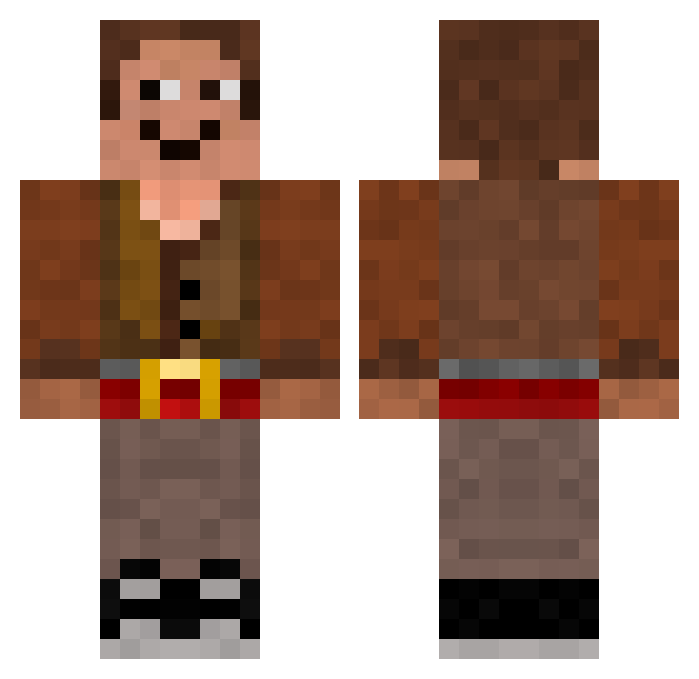 RoRt Minecraft skin, front and back view