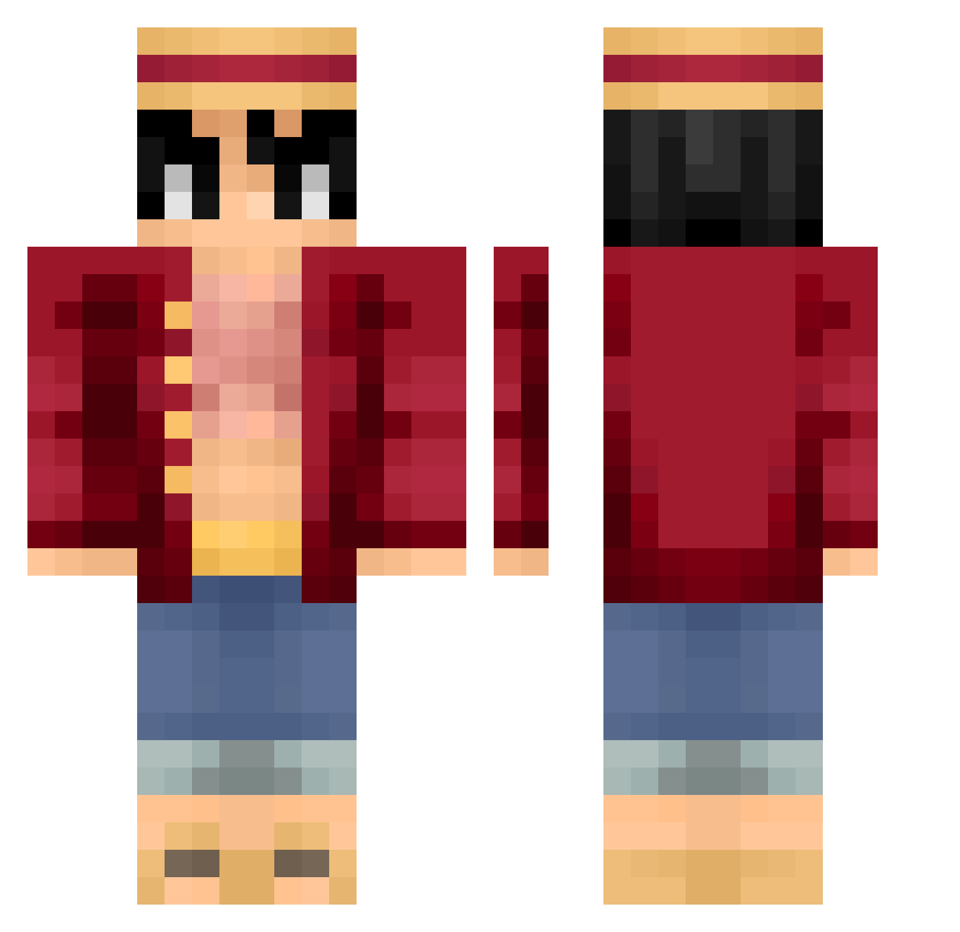 Rayxki Minecraft skin, front and back view