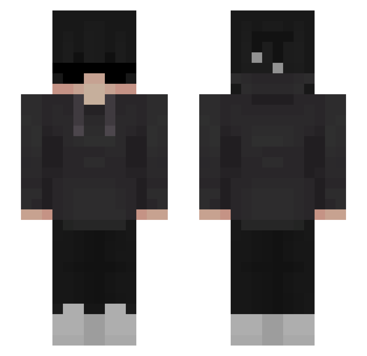 Voidtives Minecraft skin, front and back view