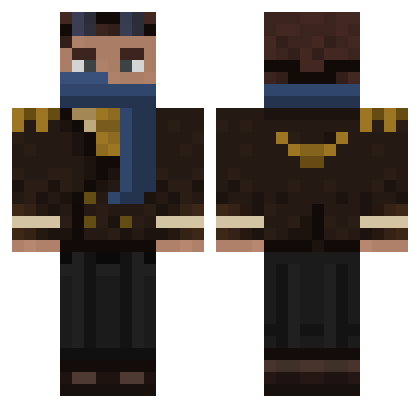 Opner Minecraft skin, front and back view