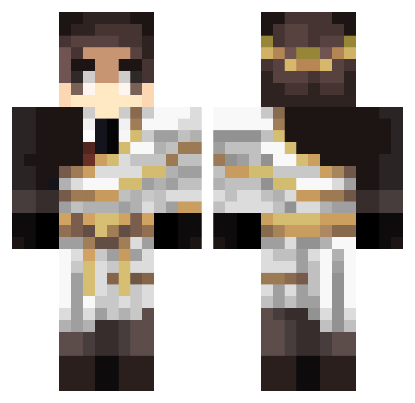 EinCrow Minecraft skin, front and back view