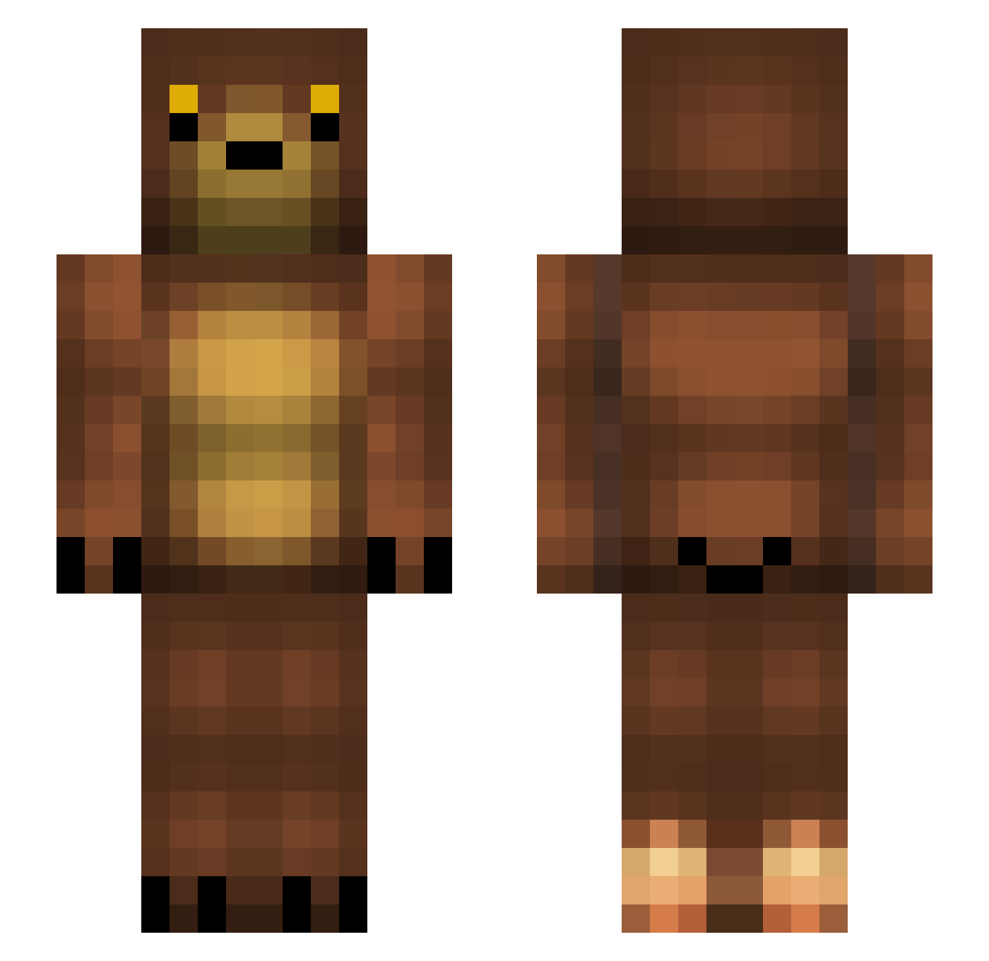Invariably Minecraft skin, front and back view