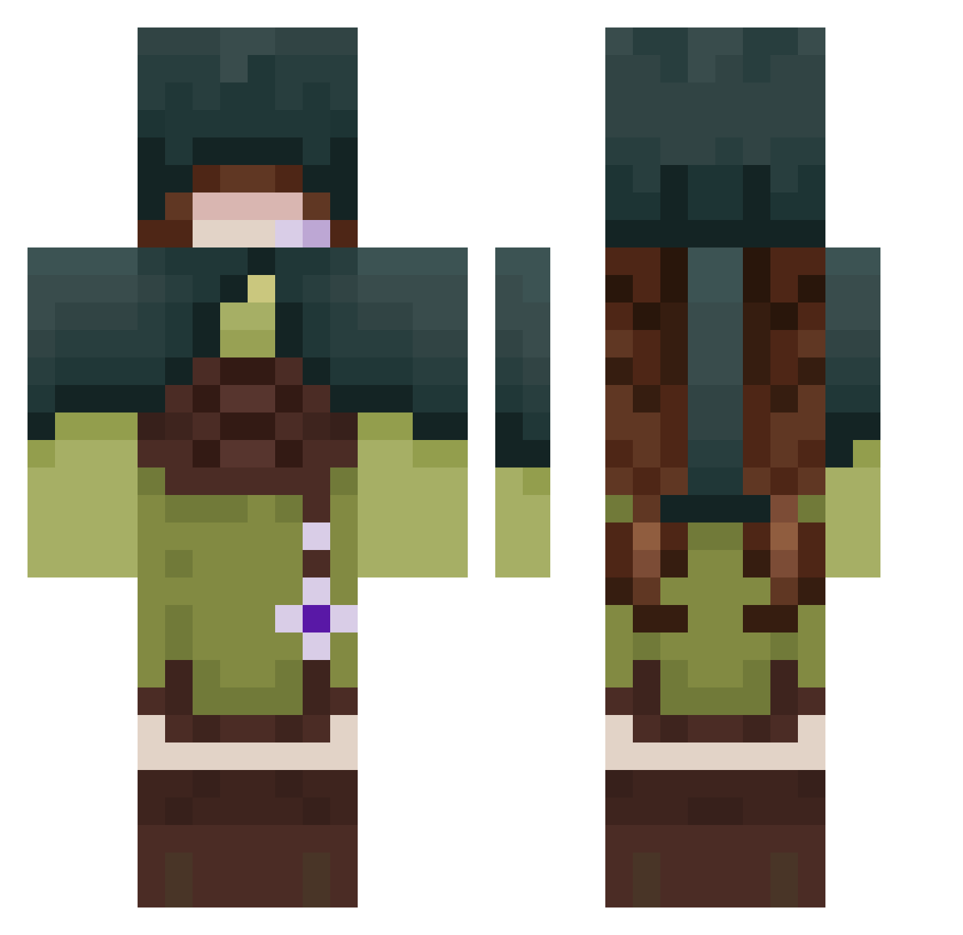 Heavis Minecraft skin, front and back view
