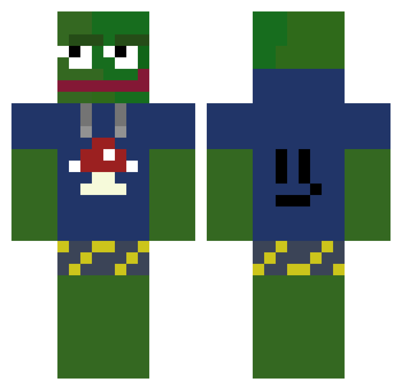 frrogge Minecraft skin, front and back view