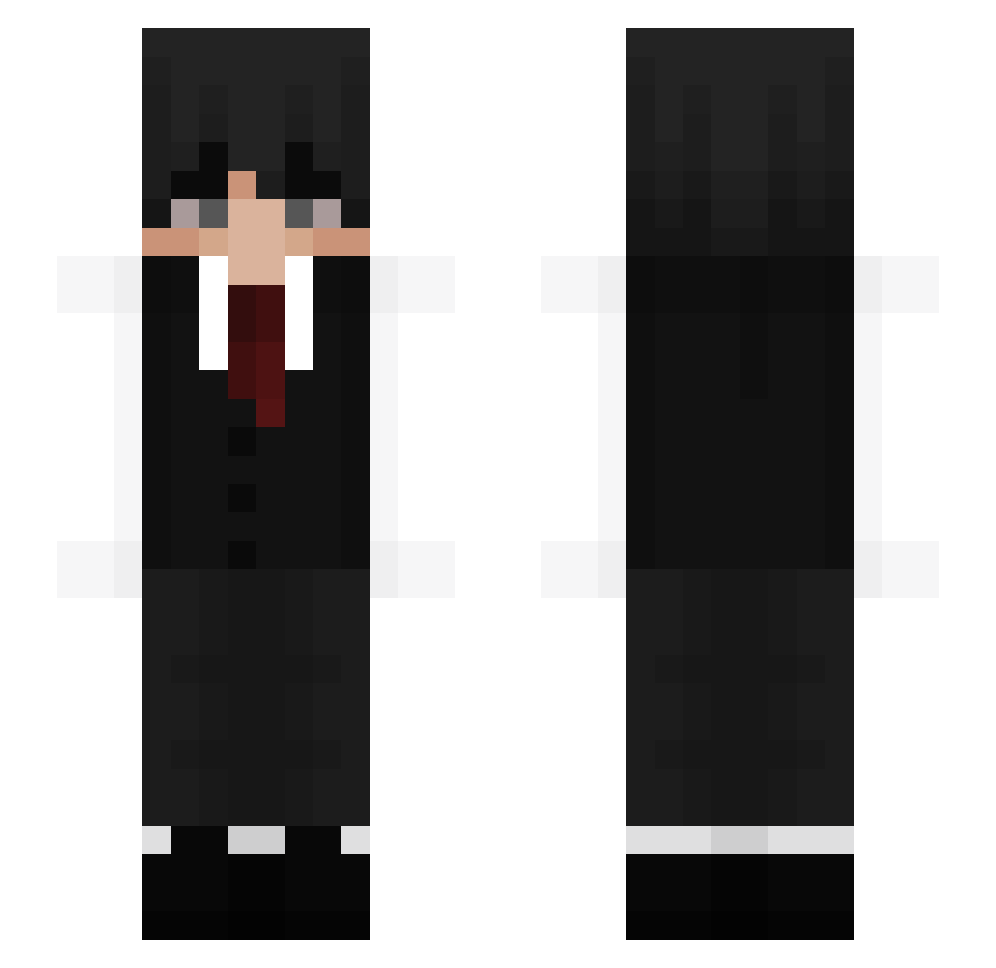 jvhf Minecraft skin, front and back view