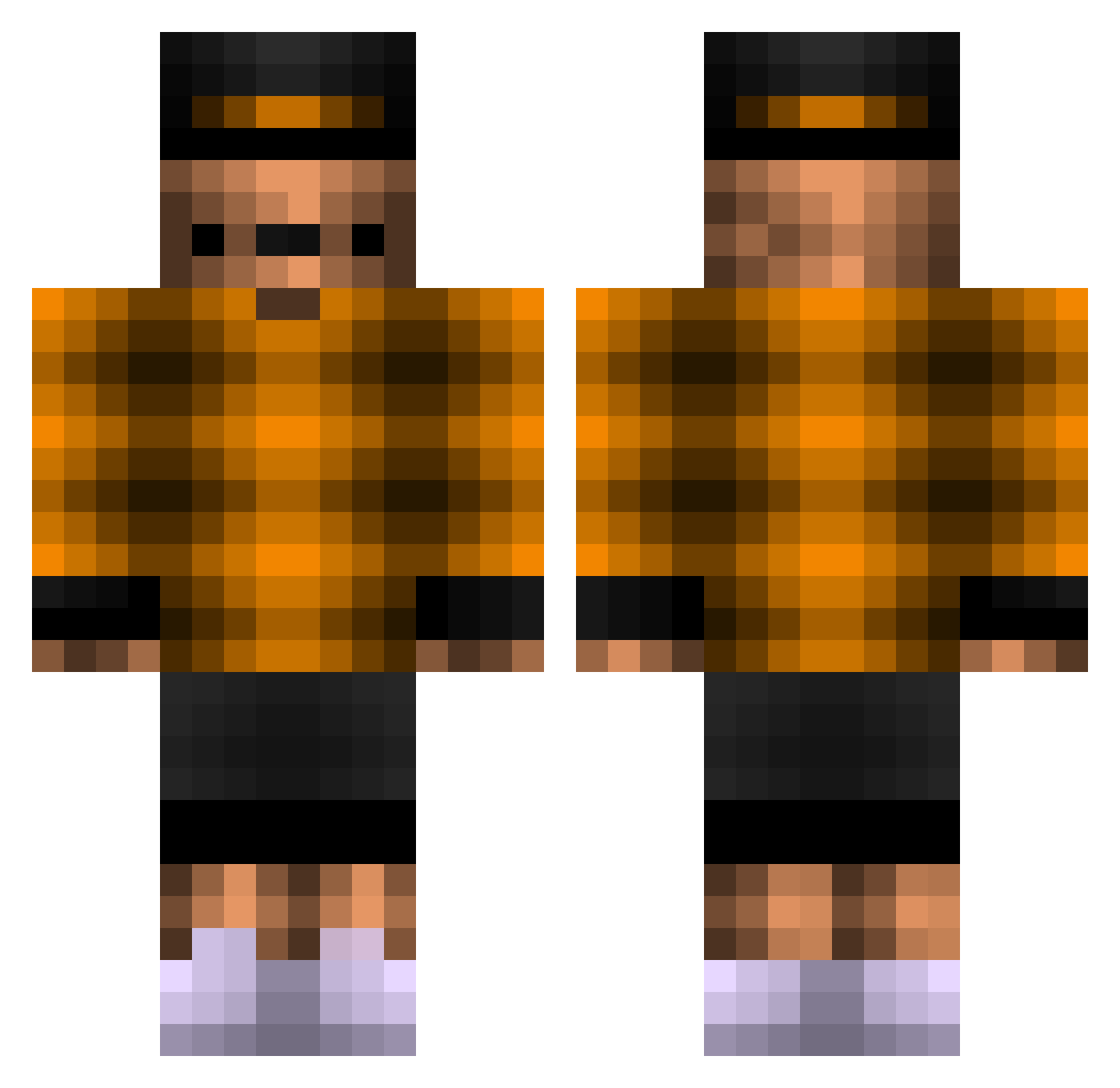 BinRekso Minecraft skin, front and back view