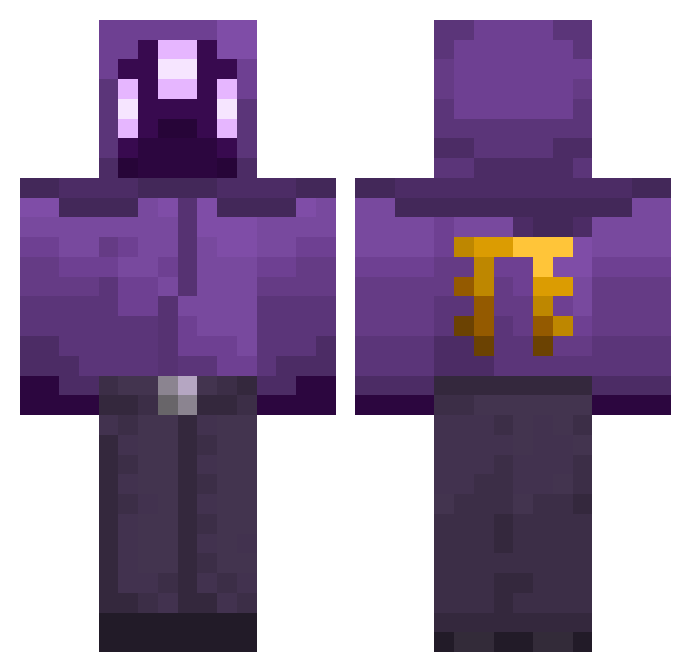 ServerBomb88 Minecraft skin, front and back view
