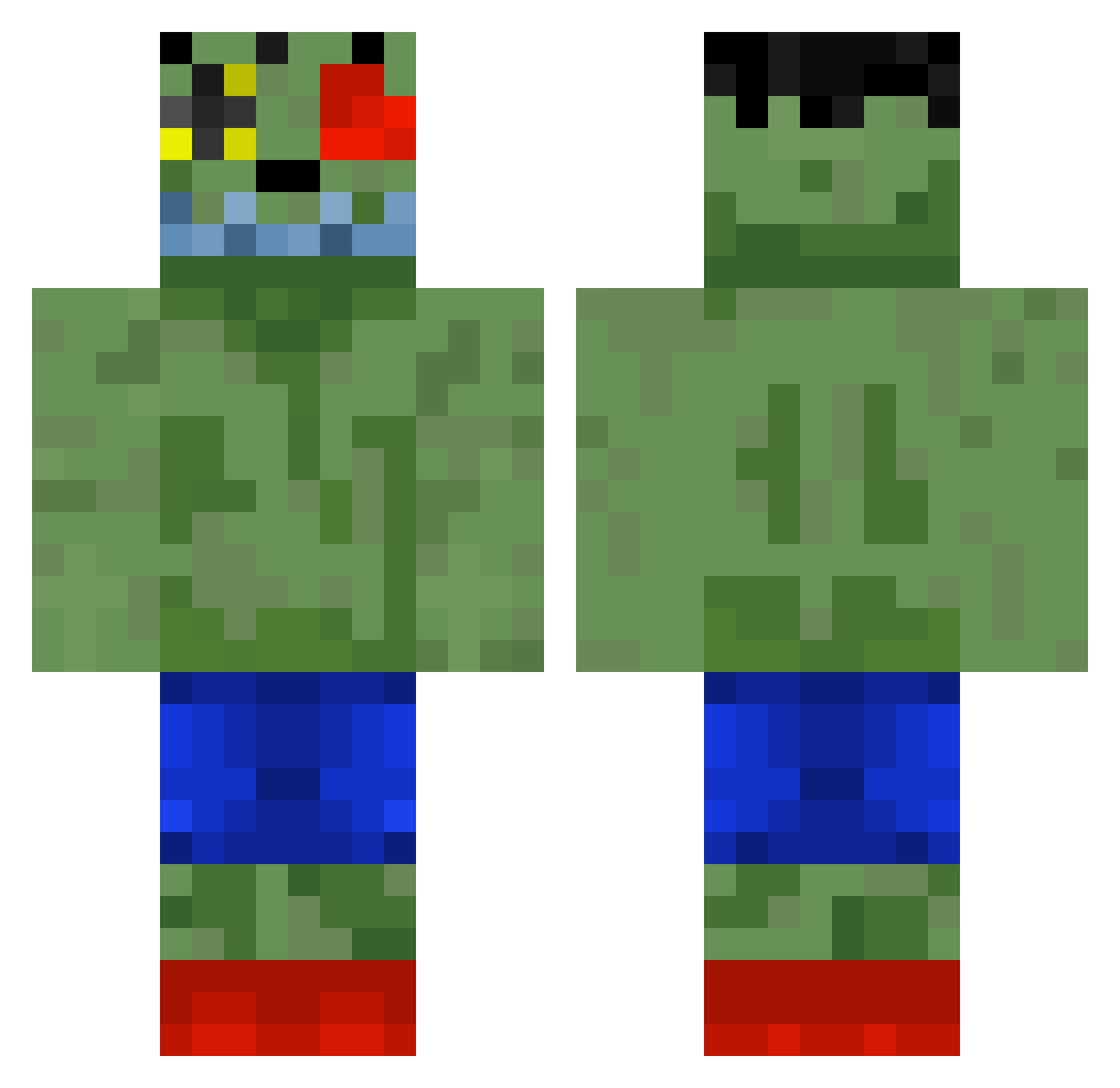 iypg Minecraft skin, front and back view