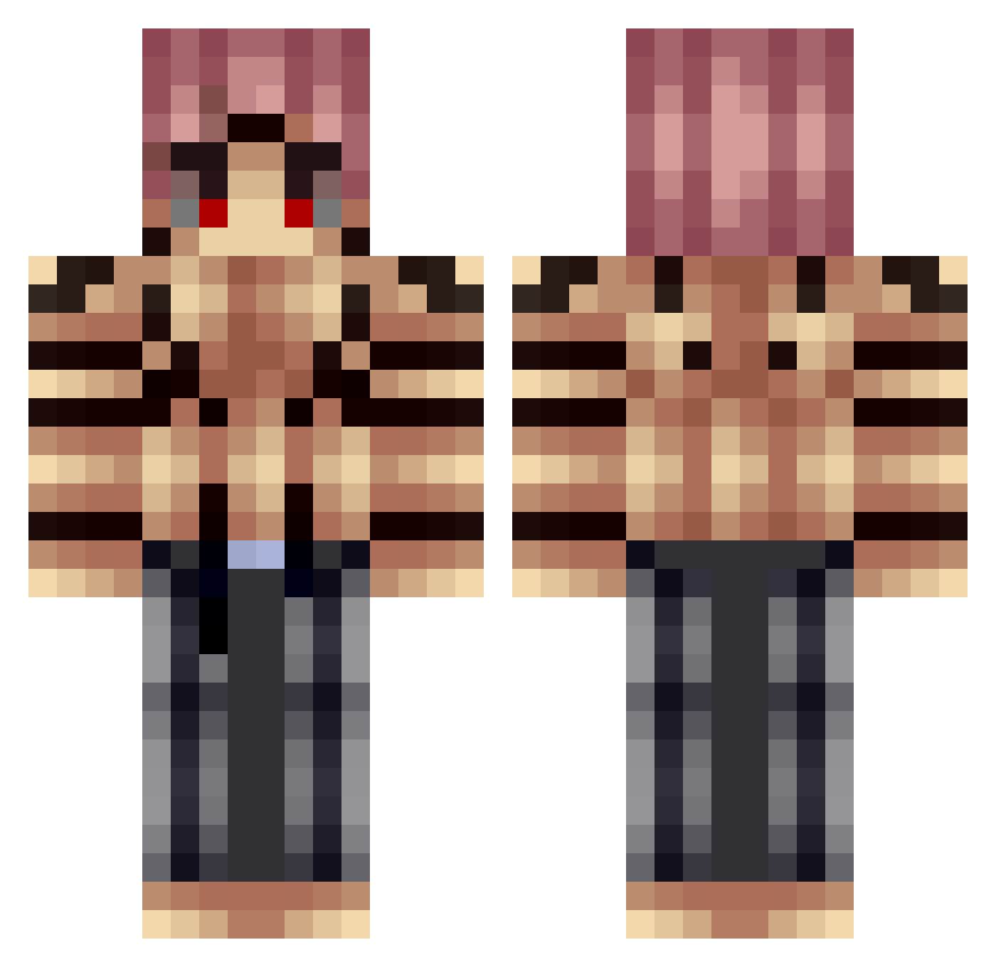 MergedMadness Minecraft skin, front and back view