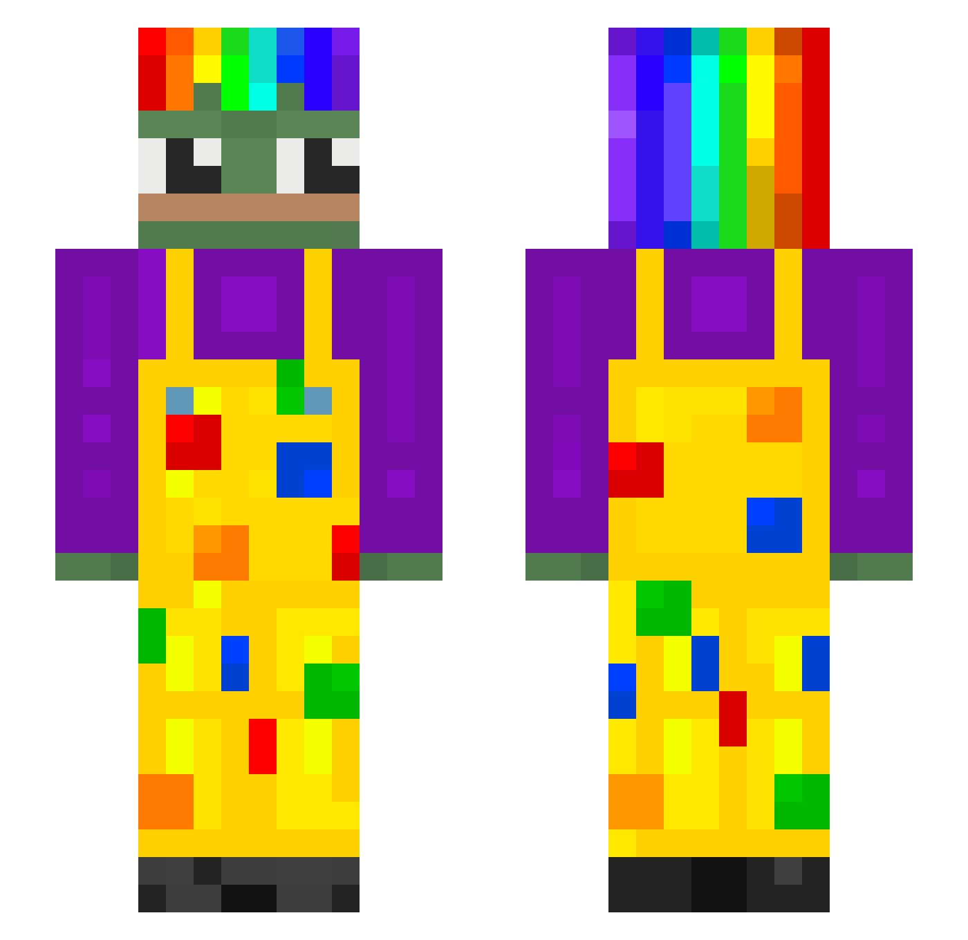 Skaveo Minecraft skin, front and back view