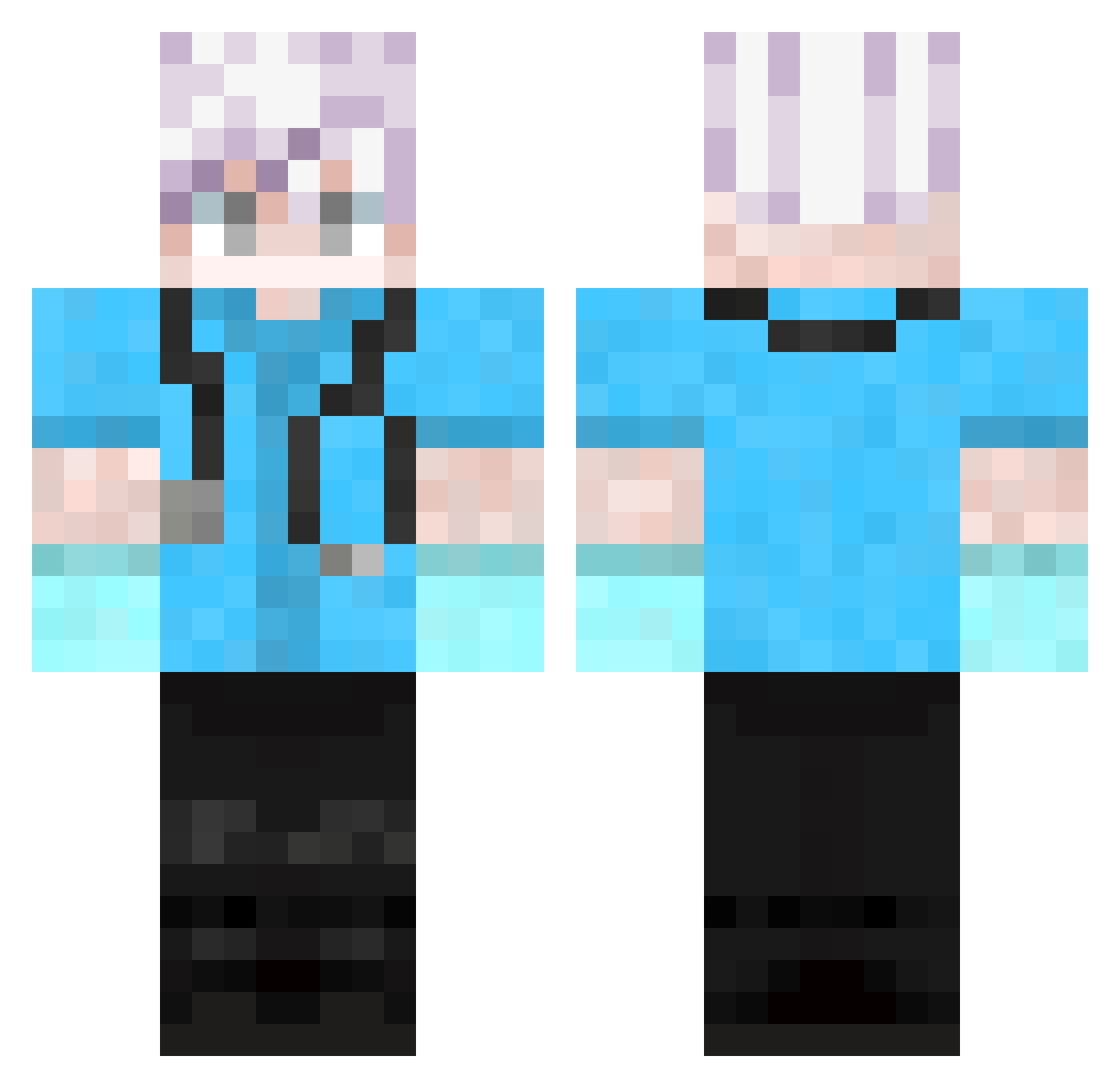 WizBadger Minecraft skin, front and back view