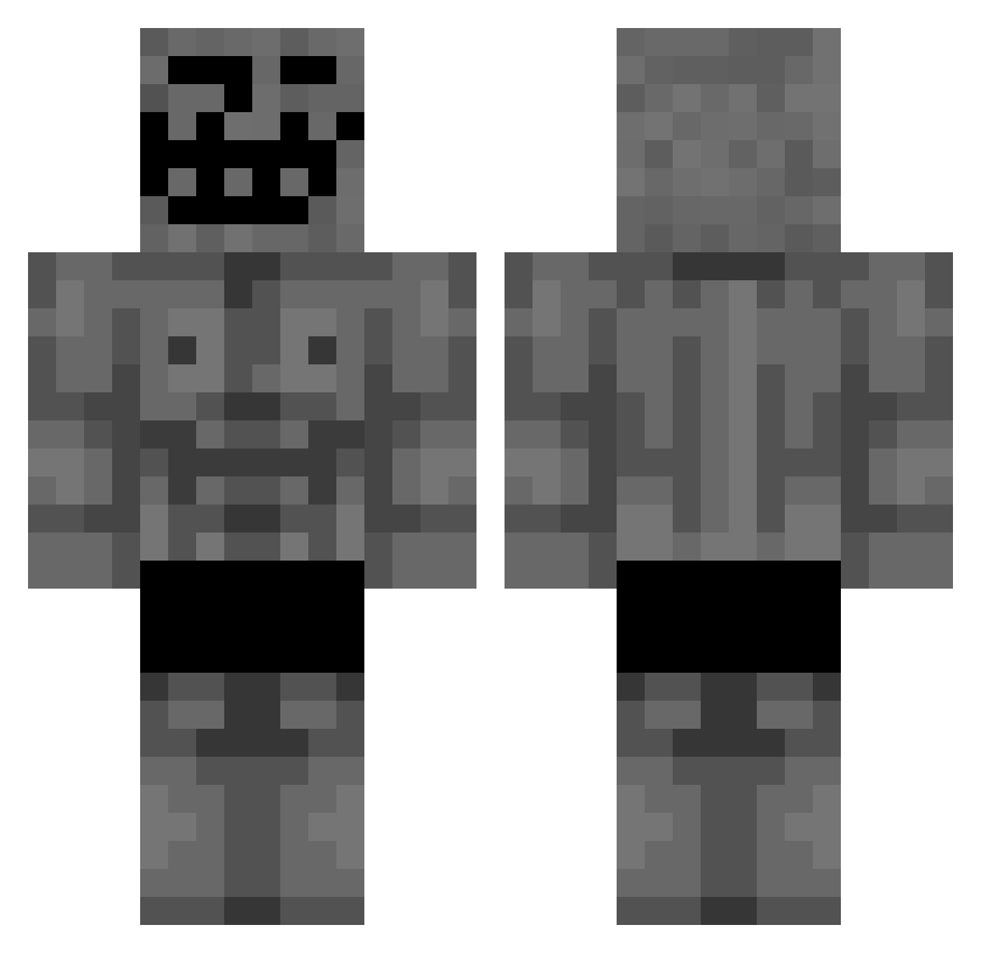 Poeb00m Minecraft skin, front and back view