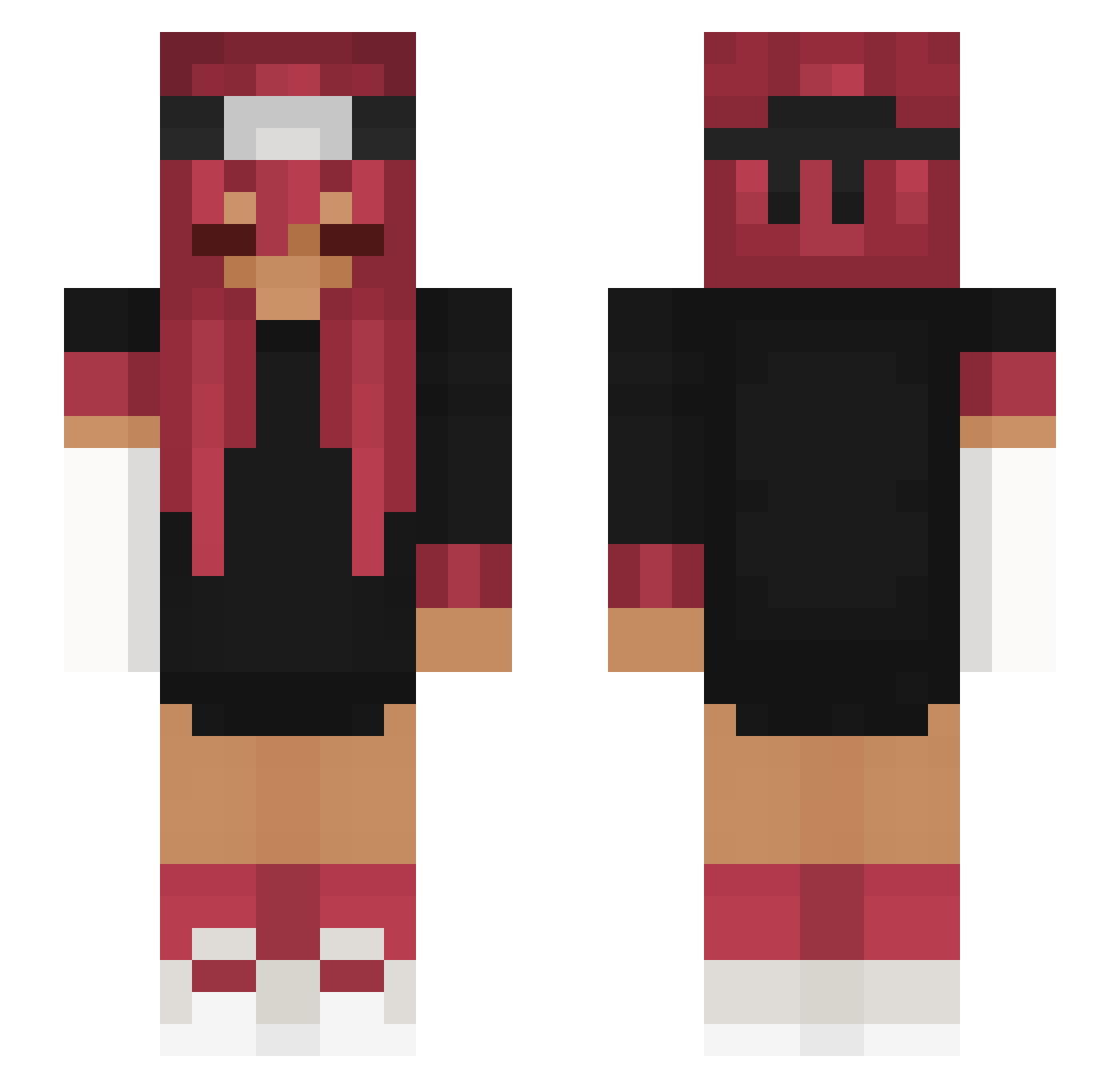 yuna_pvp Minecraft skin, front and back view