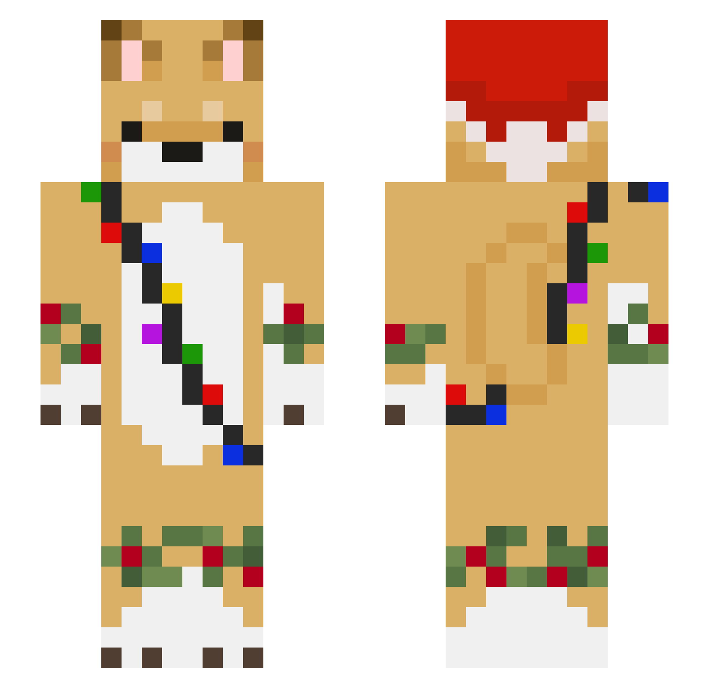 Transiting Minecraft skin, front and back view