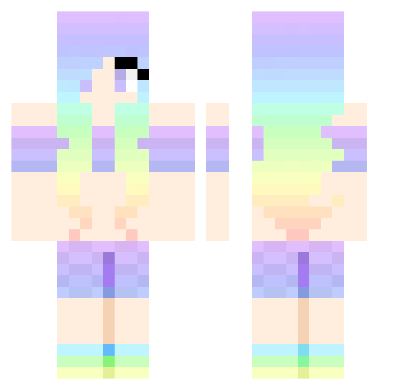 Porly Minecraft skin, front and back view