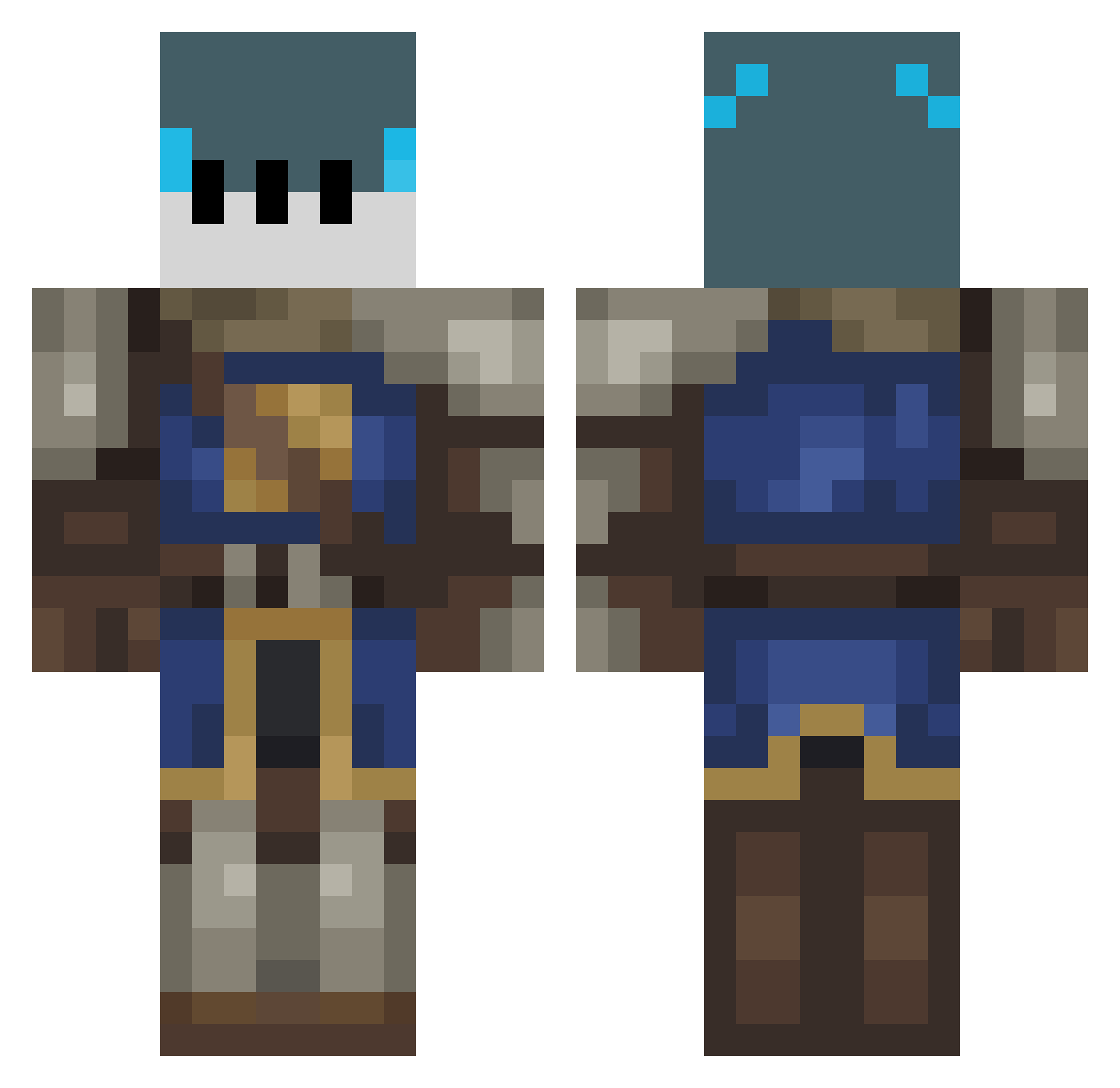 Reddener Minecraft skin, front and back view