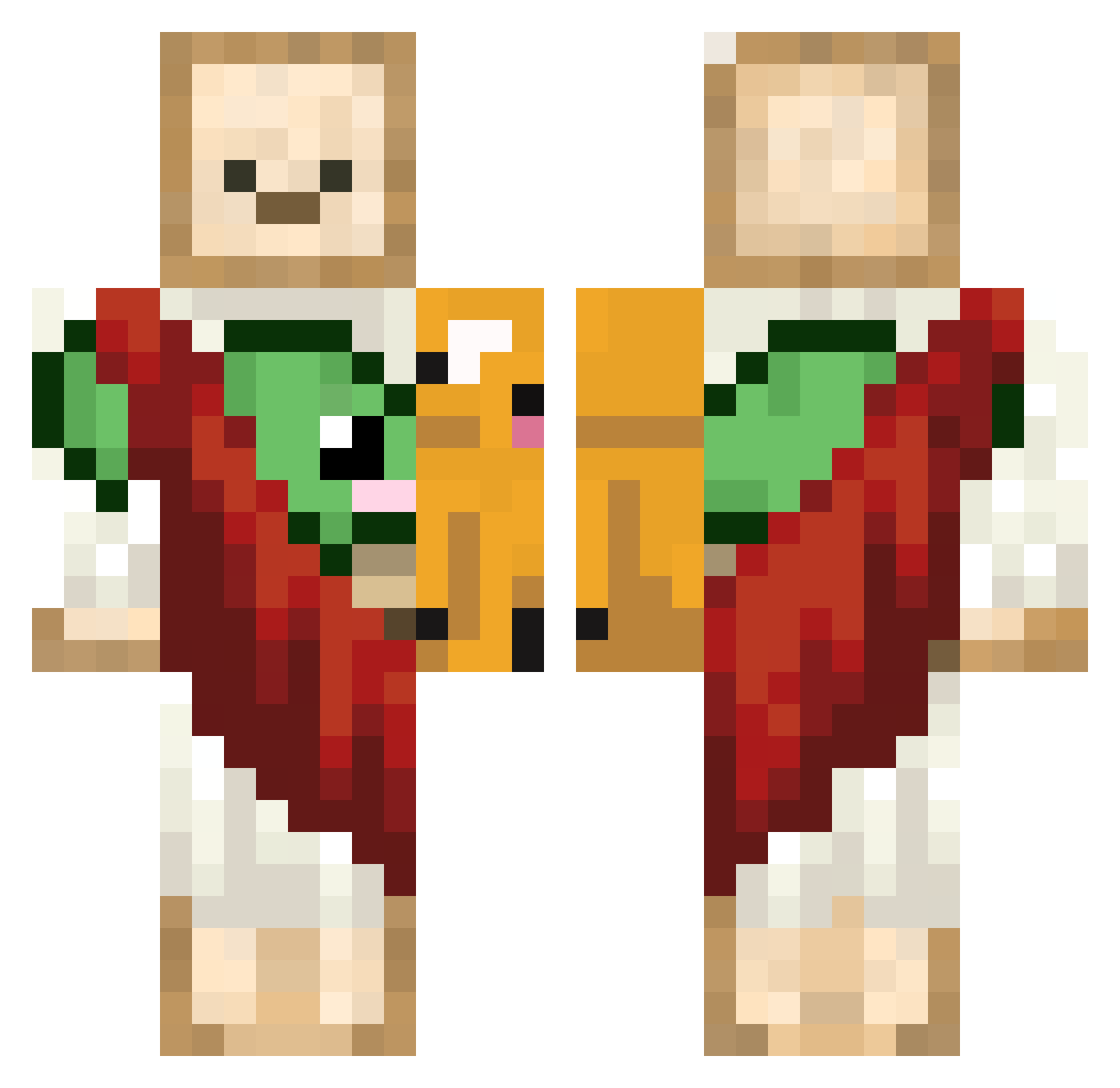 BenHalley Minecraft skin, front and back view
