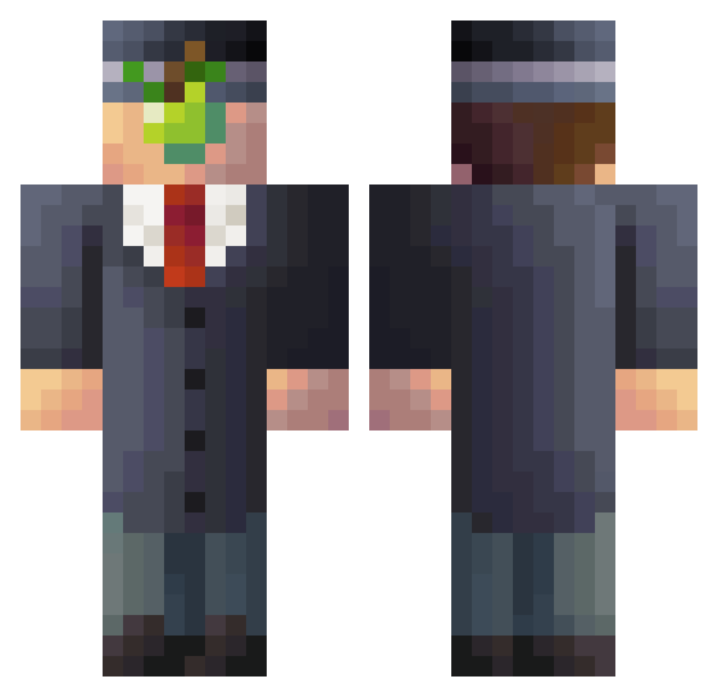 F1GS Minecraft skin, front and back view
