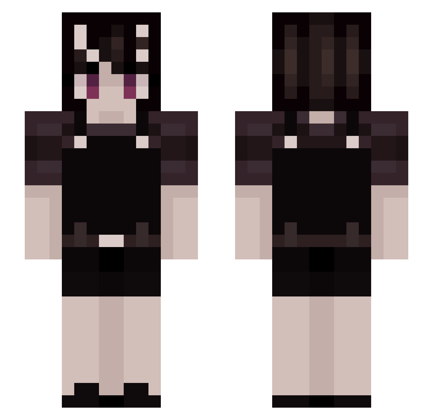 sister_lover Minecraft skin, front and back view