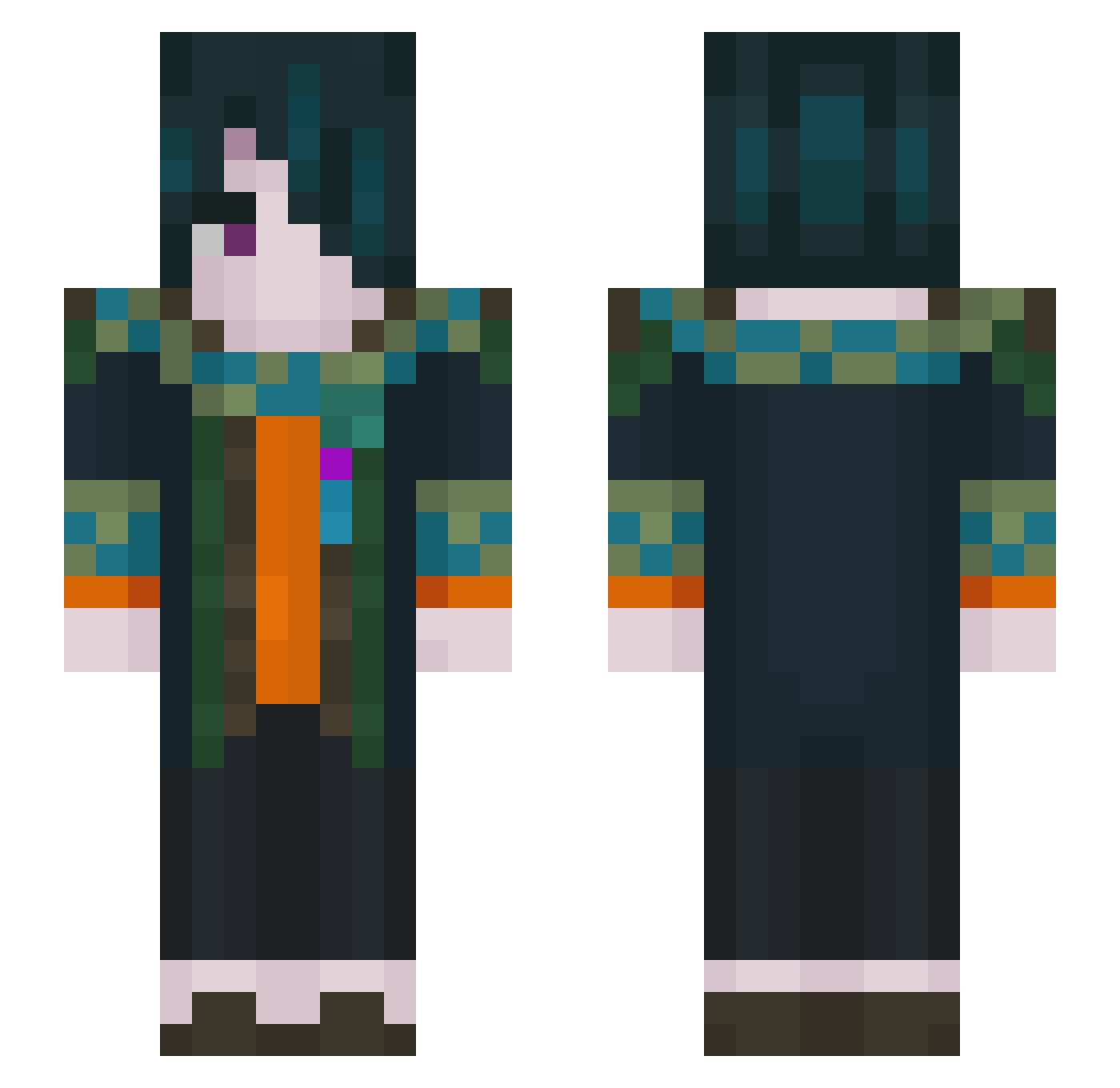 Arumah Minecraft skin, front and back view