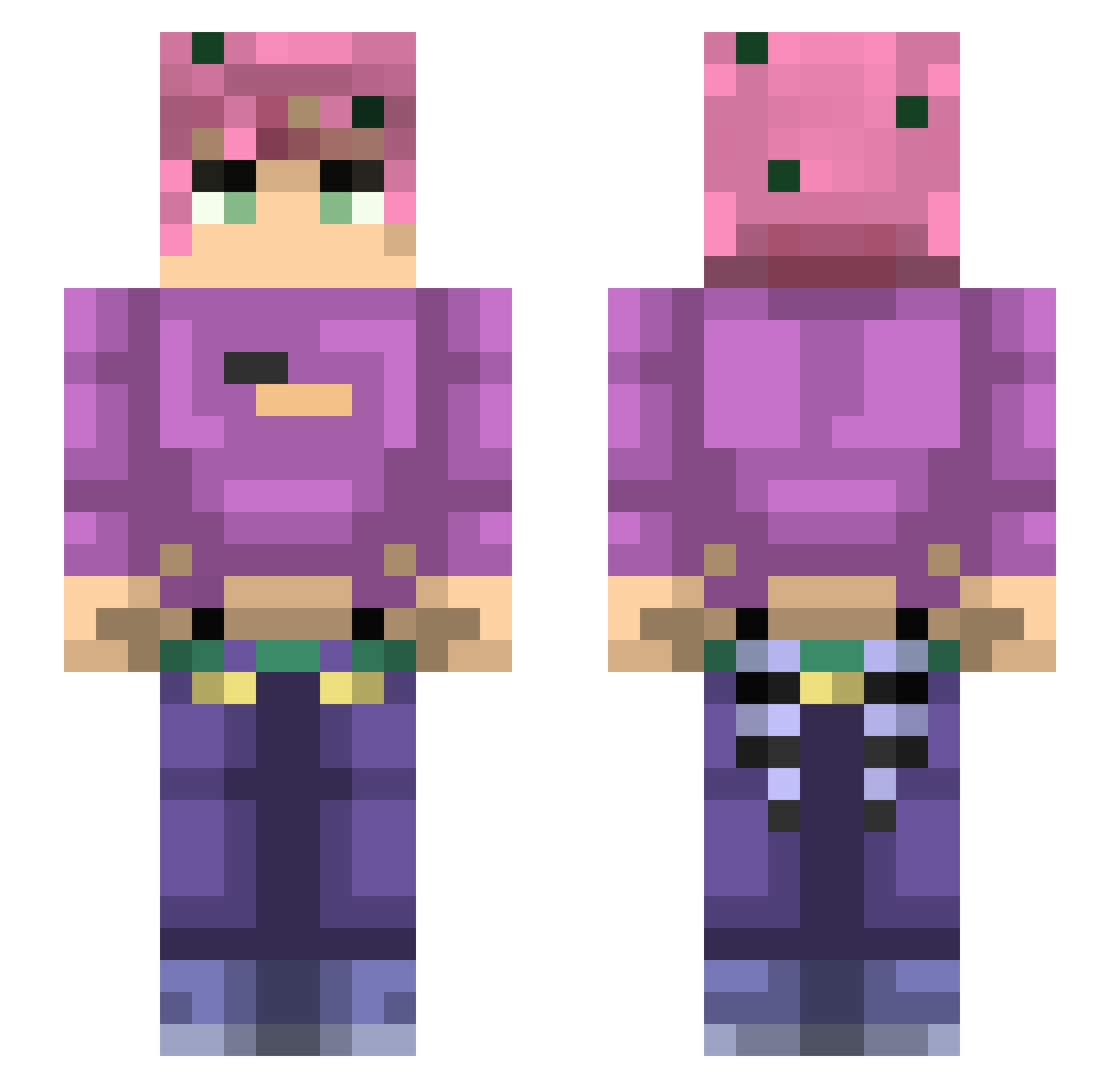 ItsTV Minecraft skin, front and back view