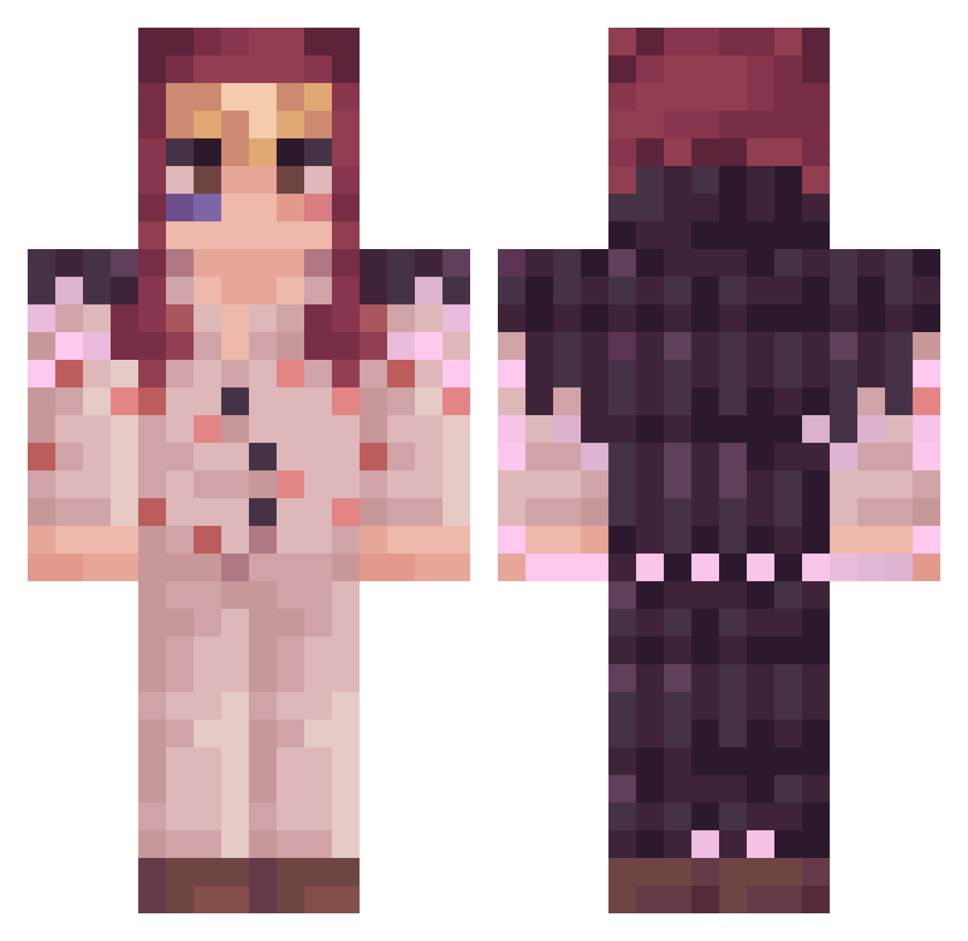 Toumsminou Minecraft skin, front and back view