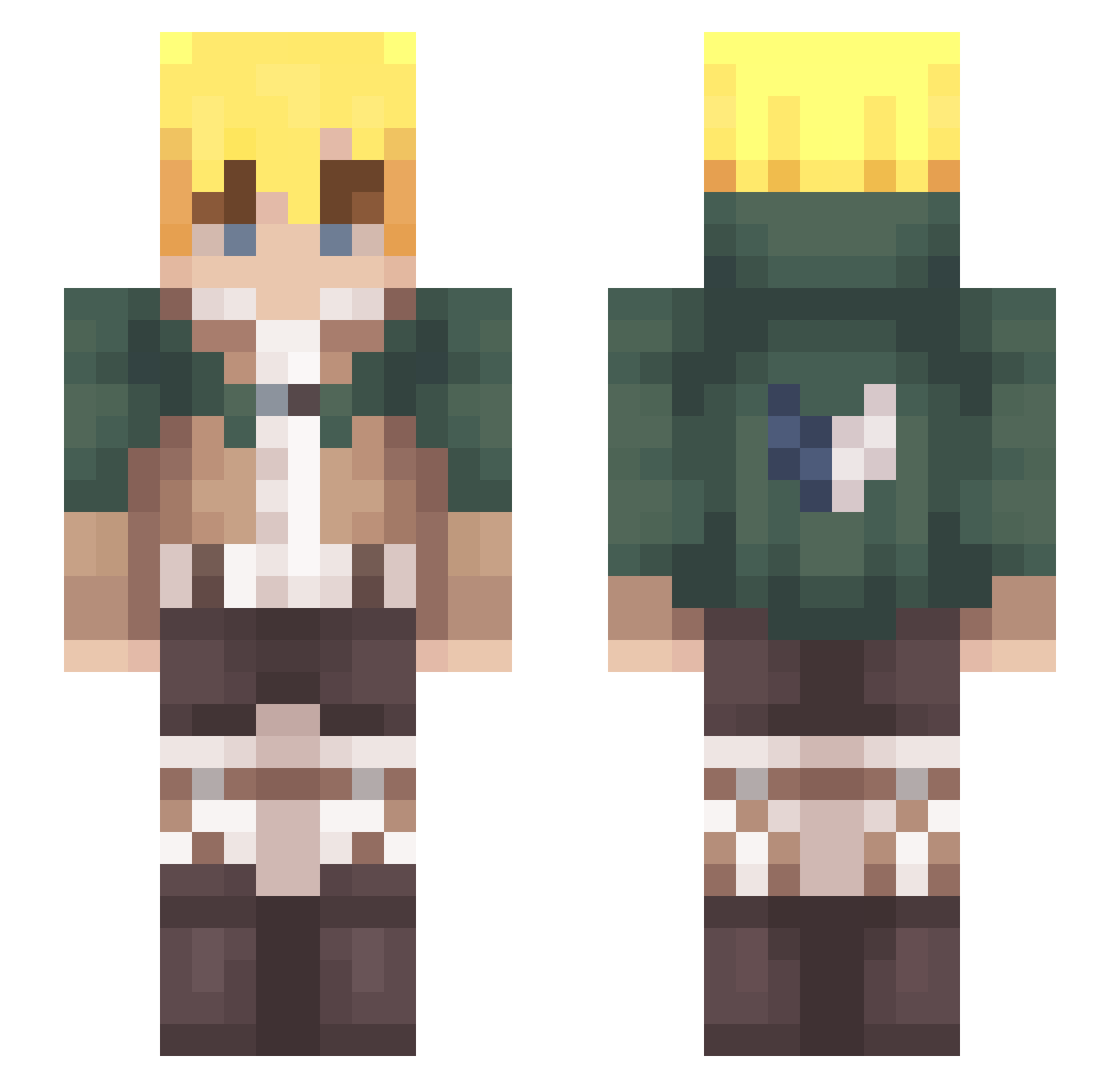 TkTitan Minecraft skin, front and back view
