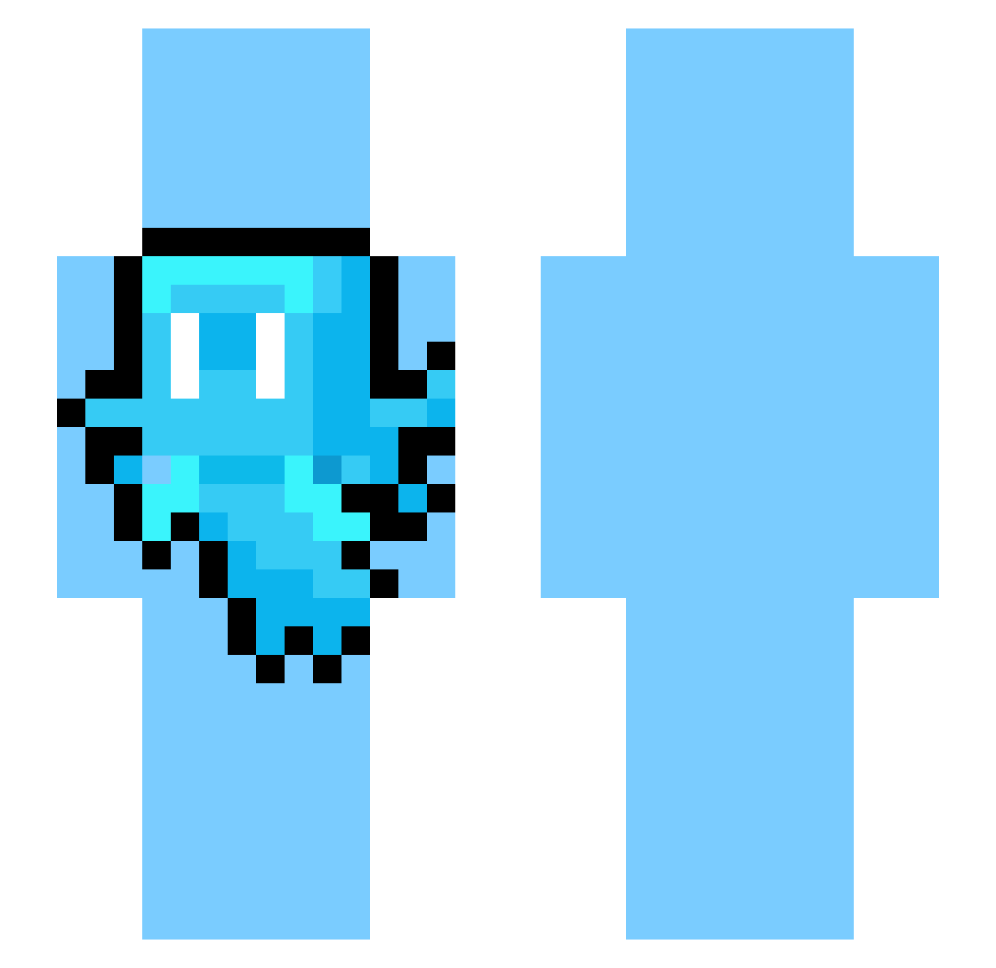 Shimmyeh Minecraft skin, front and back view