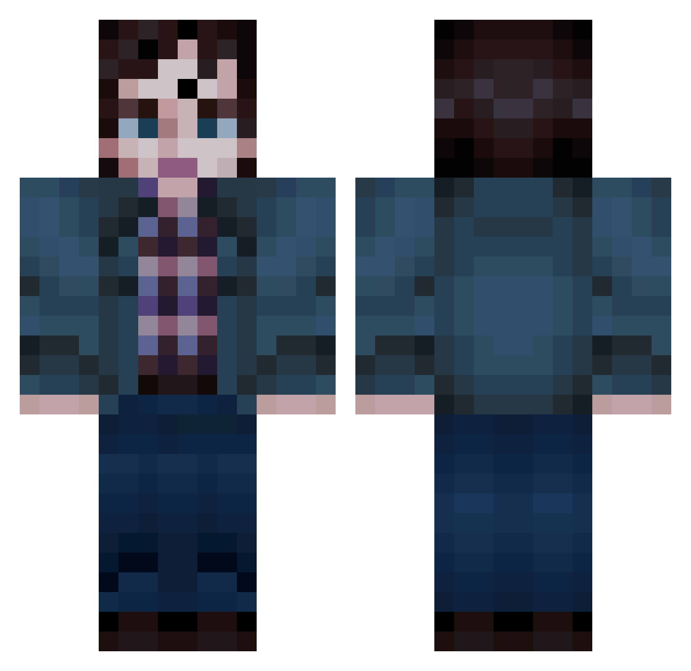 clowwie Minecraft skin, front and back view