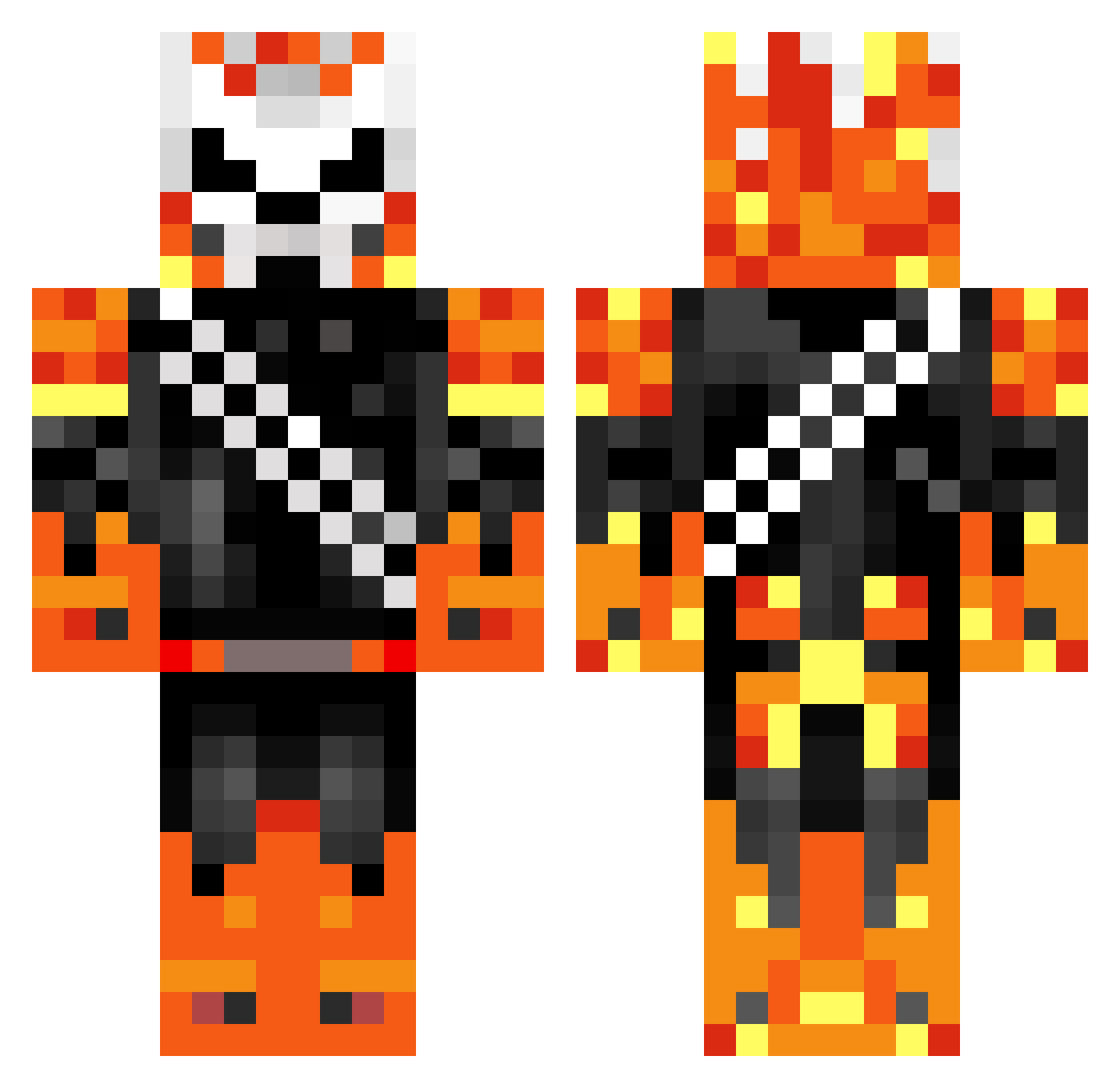 Sunbow Minecraft skin, front and back view