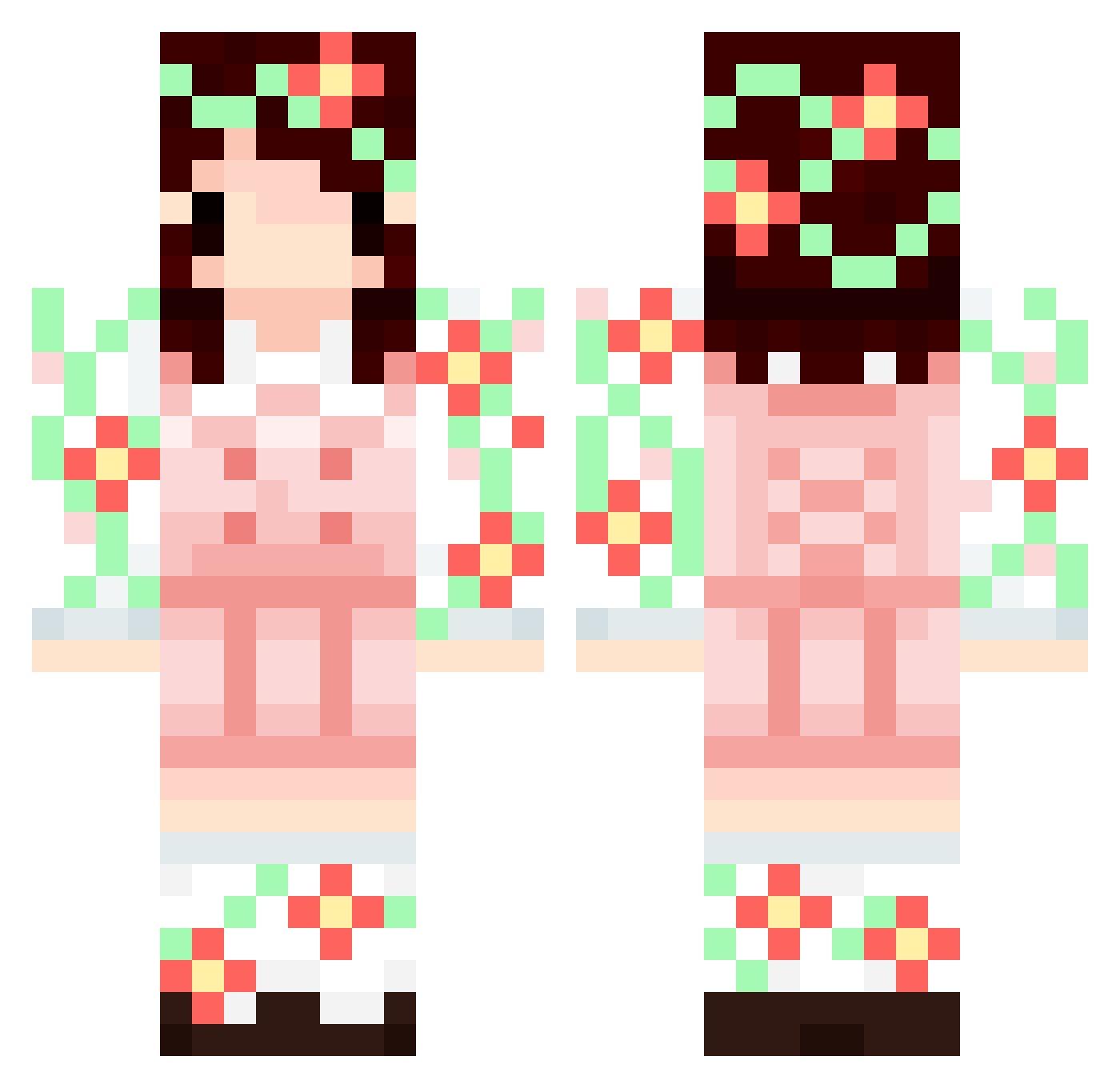 SakuraShortbow Minecraft skin, front and back view
