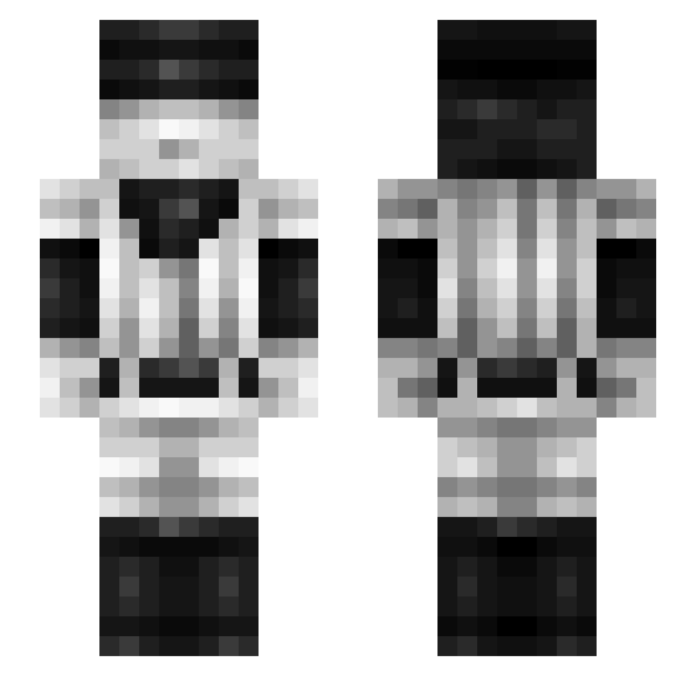 0Pixelated0 Minecraft skin, front and back view