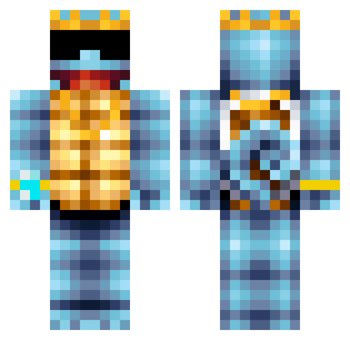 GloweronYT Minecraft skin, front and back view