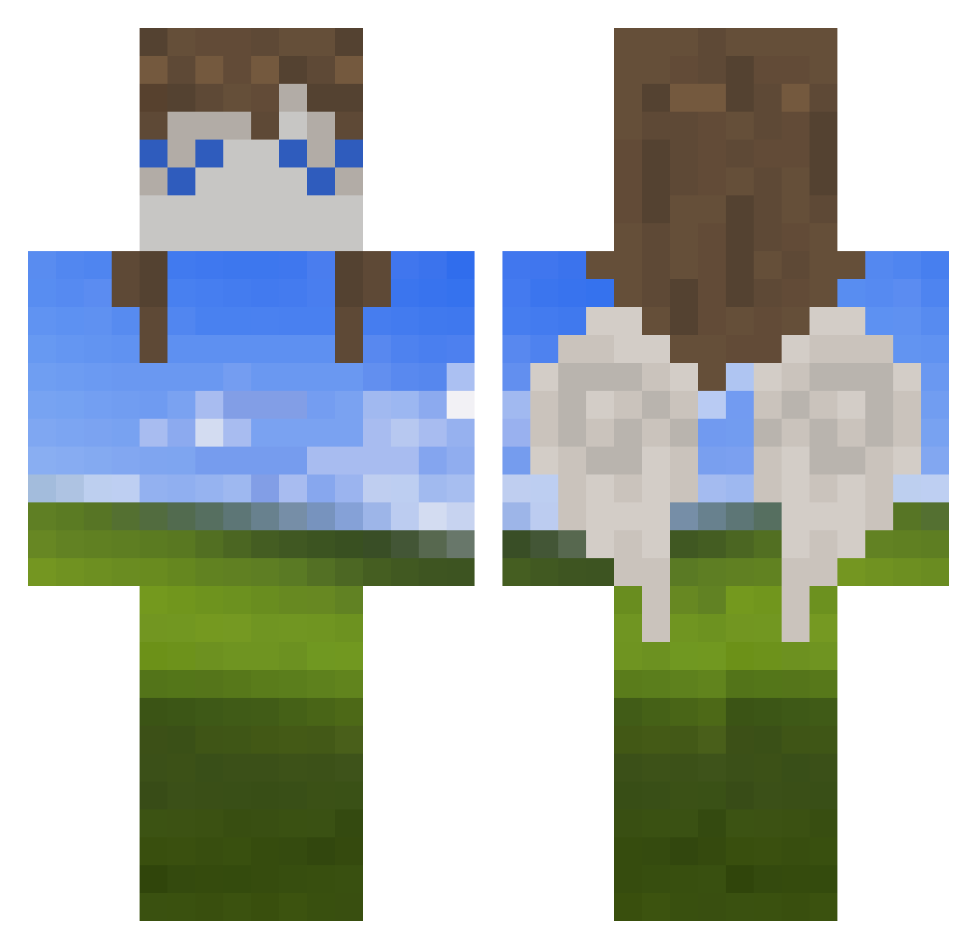 Interbob Minecraft skin, front and back view