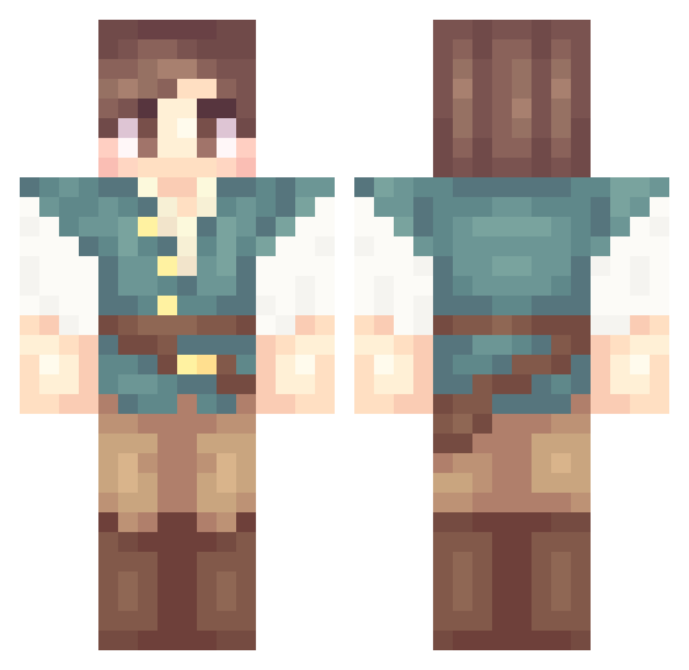 SoulsTheHuman Minecraft skin, front and back view
