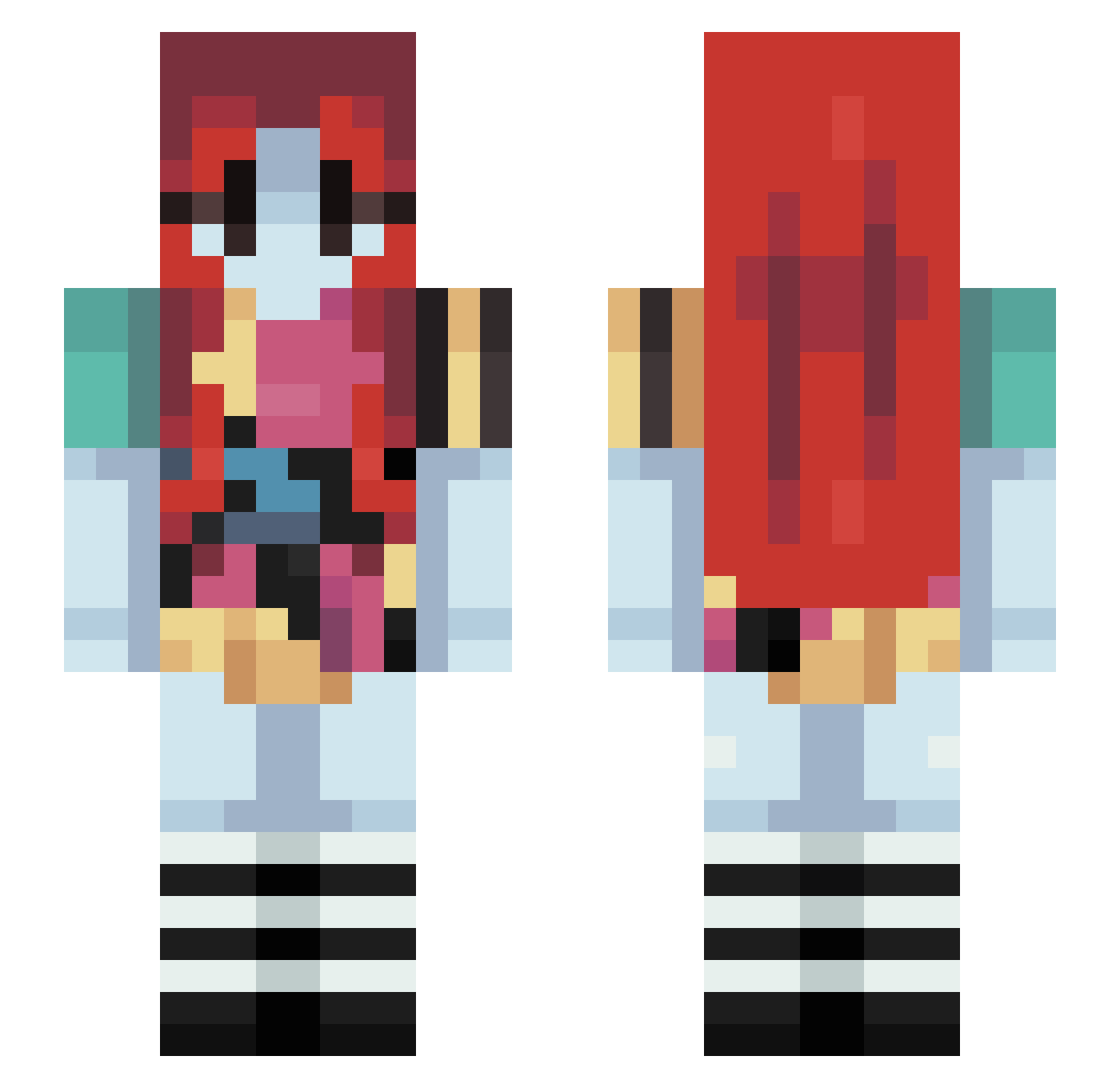 Zancatz Minecraft skin, front and back view