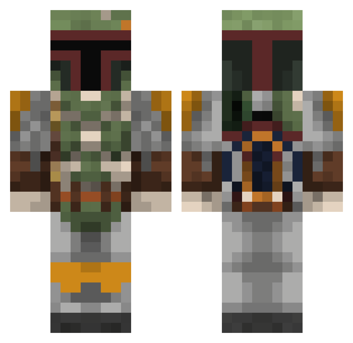 DerDaddlerDE Minecraft skin, front and back view