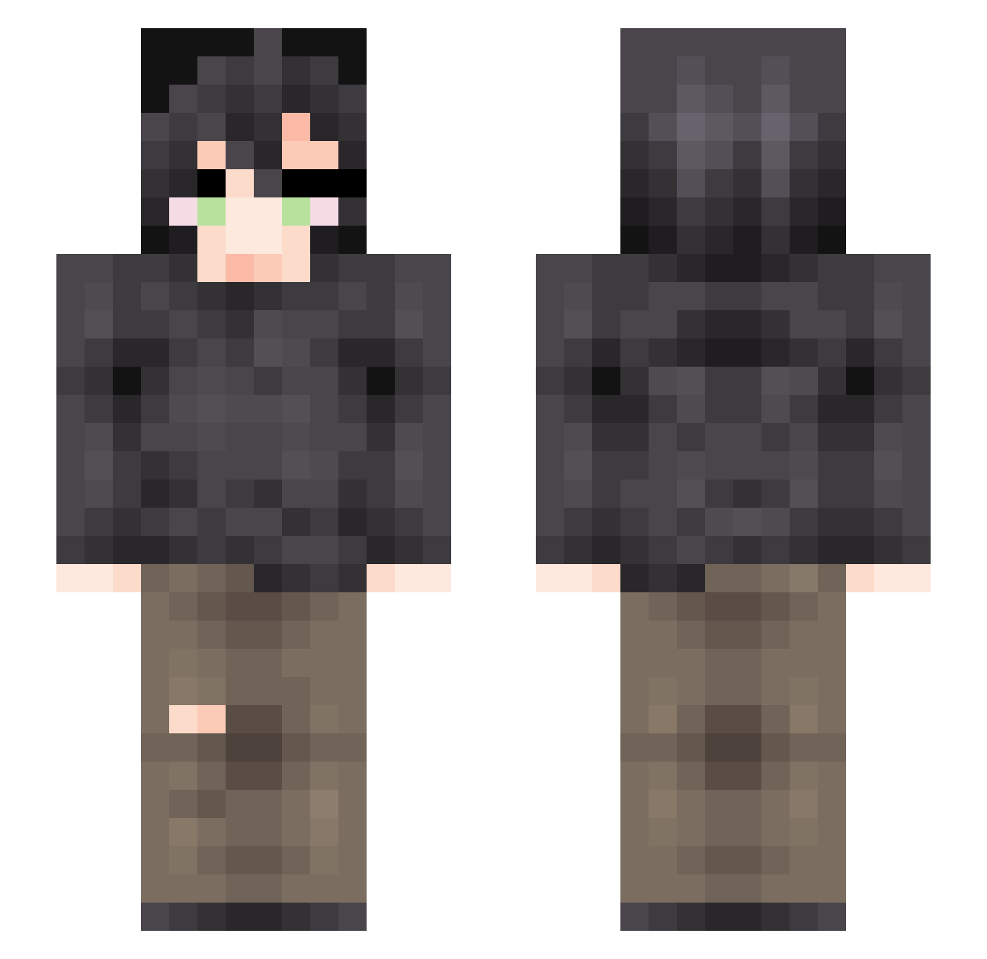 IIsal Minecraft skin, front and back view