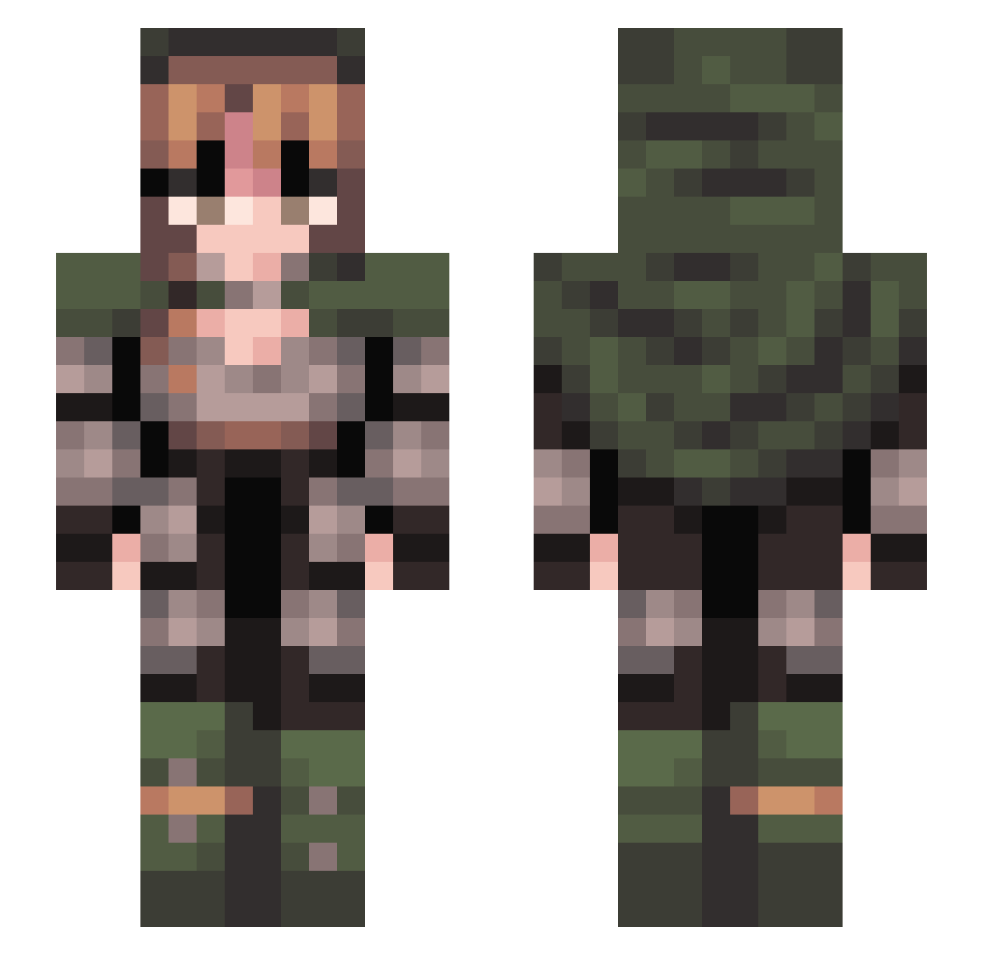 clarexoxo Minecraft skin, front and back view