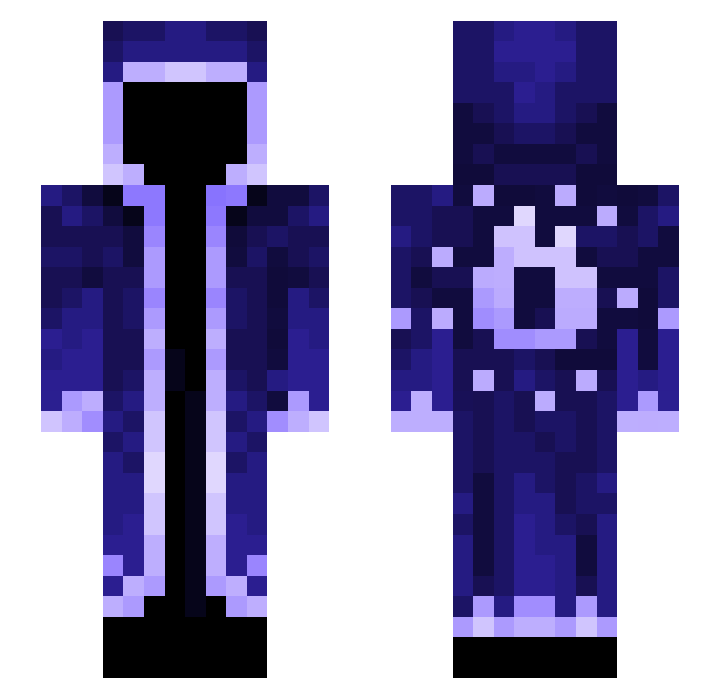 Plutune Minecraft skin, front and back view