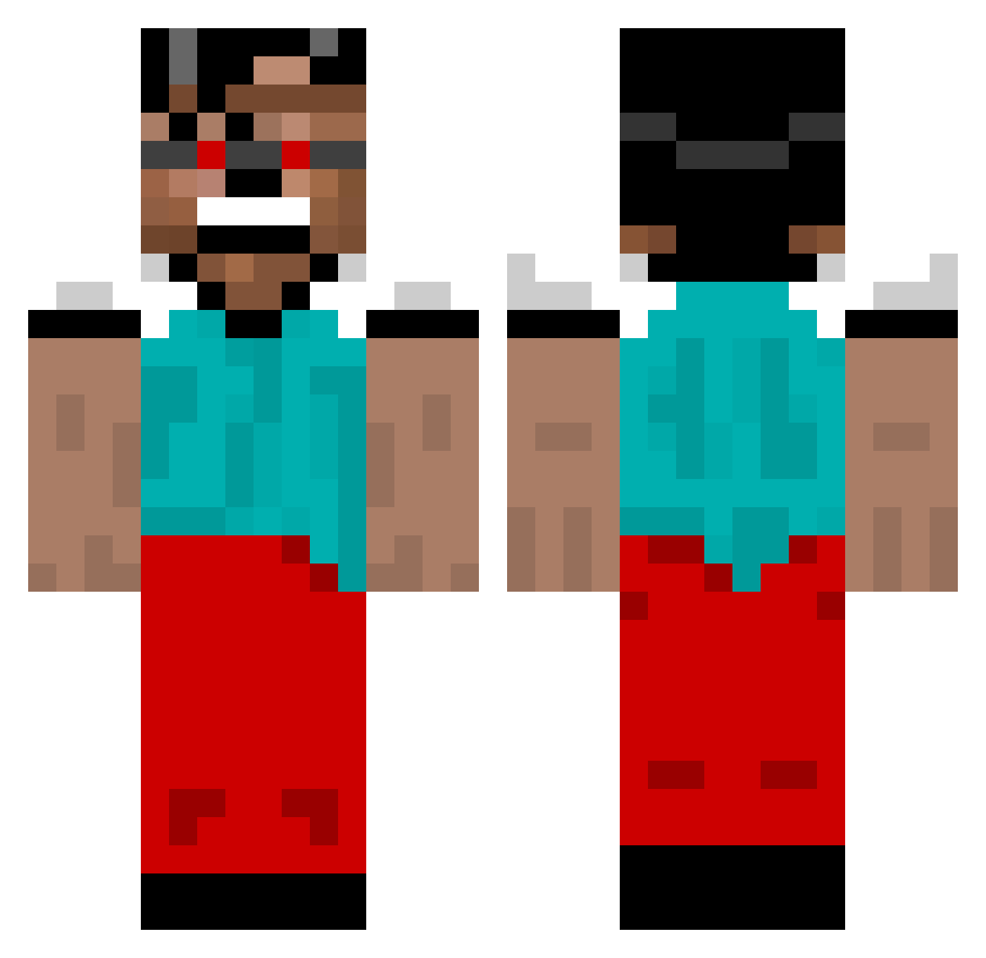zymase Minecraft skin, front and back view