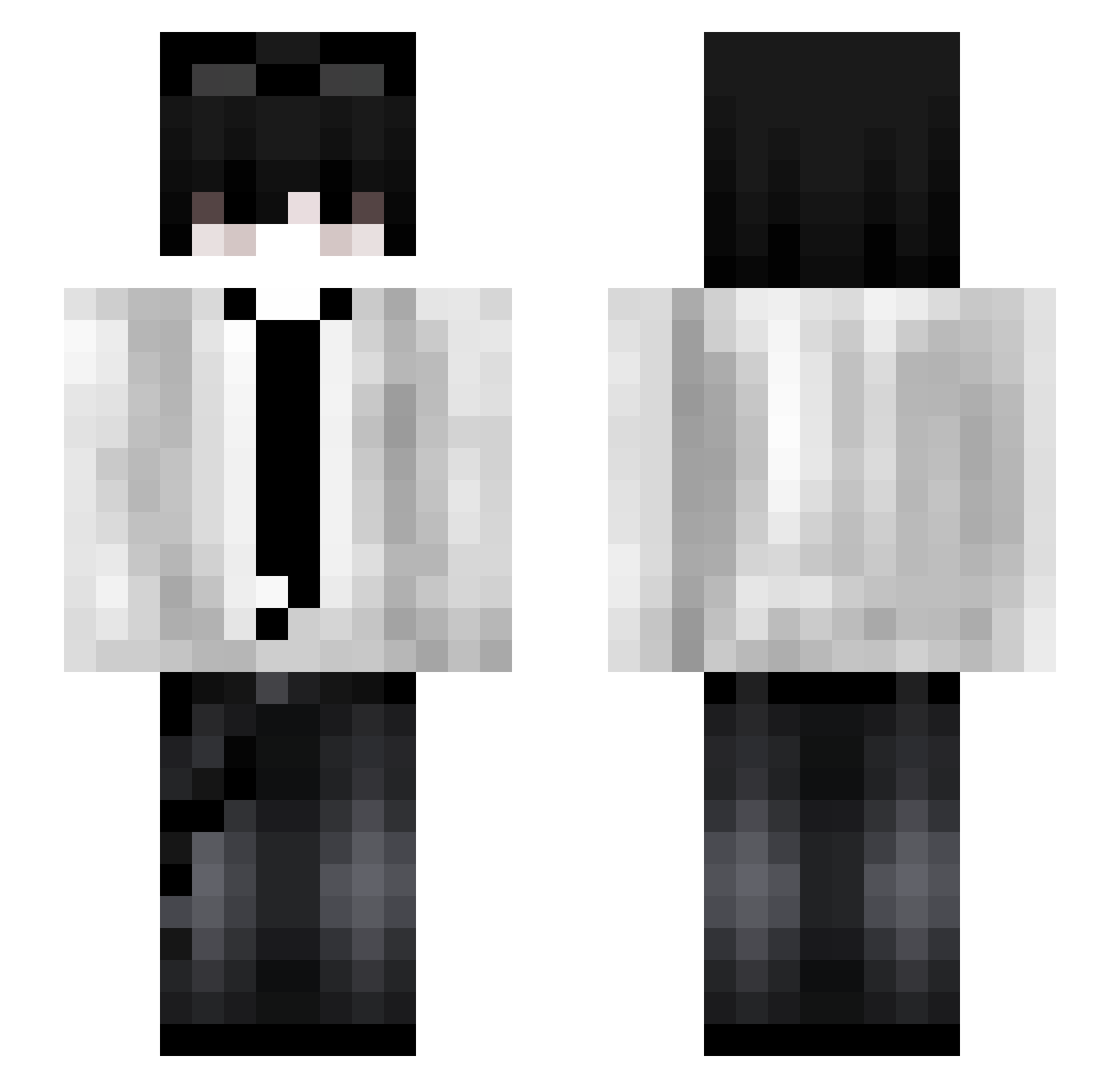 Atomyss Minecraft skin, front and back view