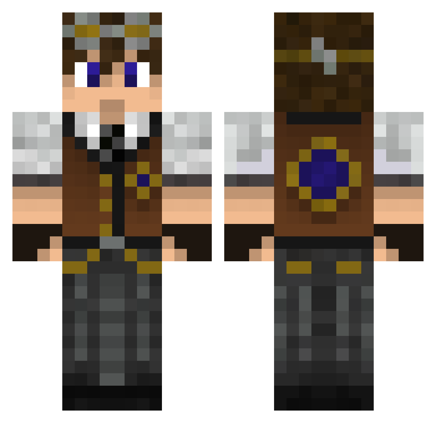 Pleiad Minecraft skin, front and back view
