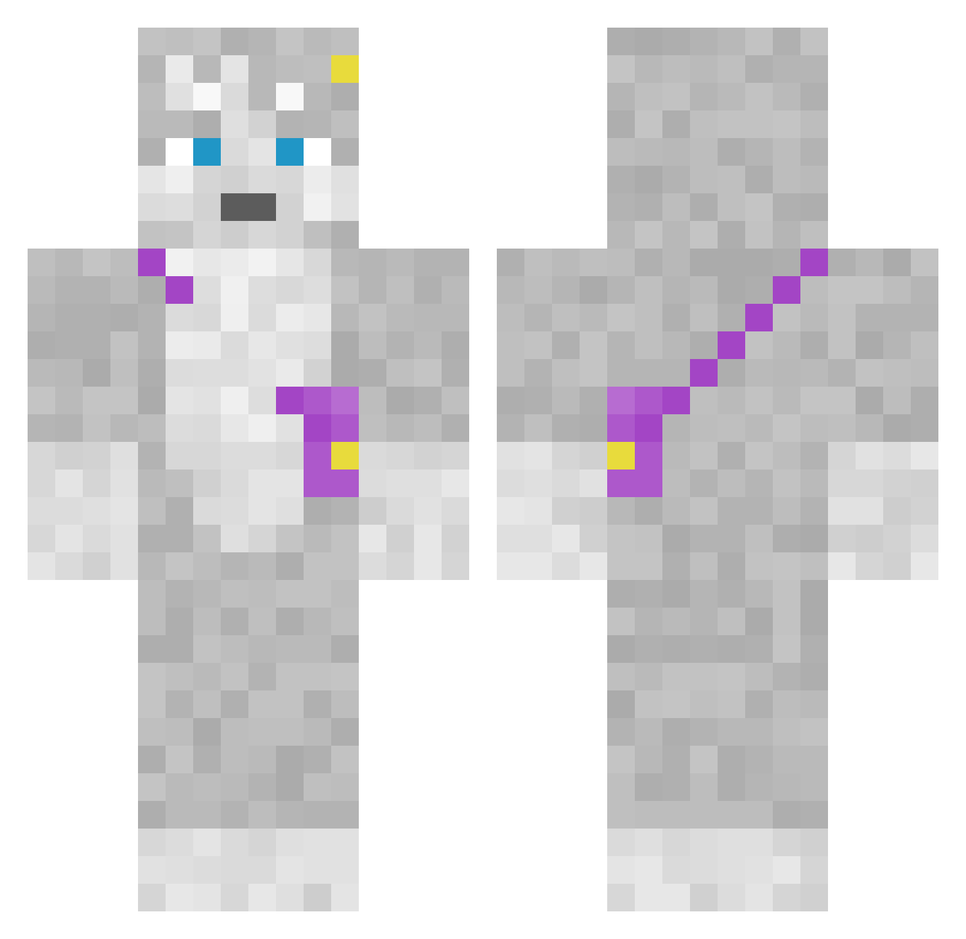 Smellypiggy1234 Minecraft skin, front and back view